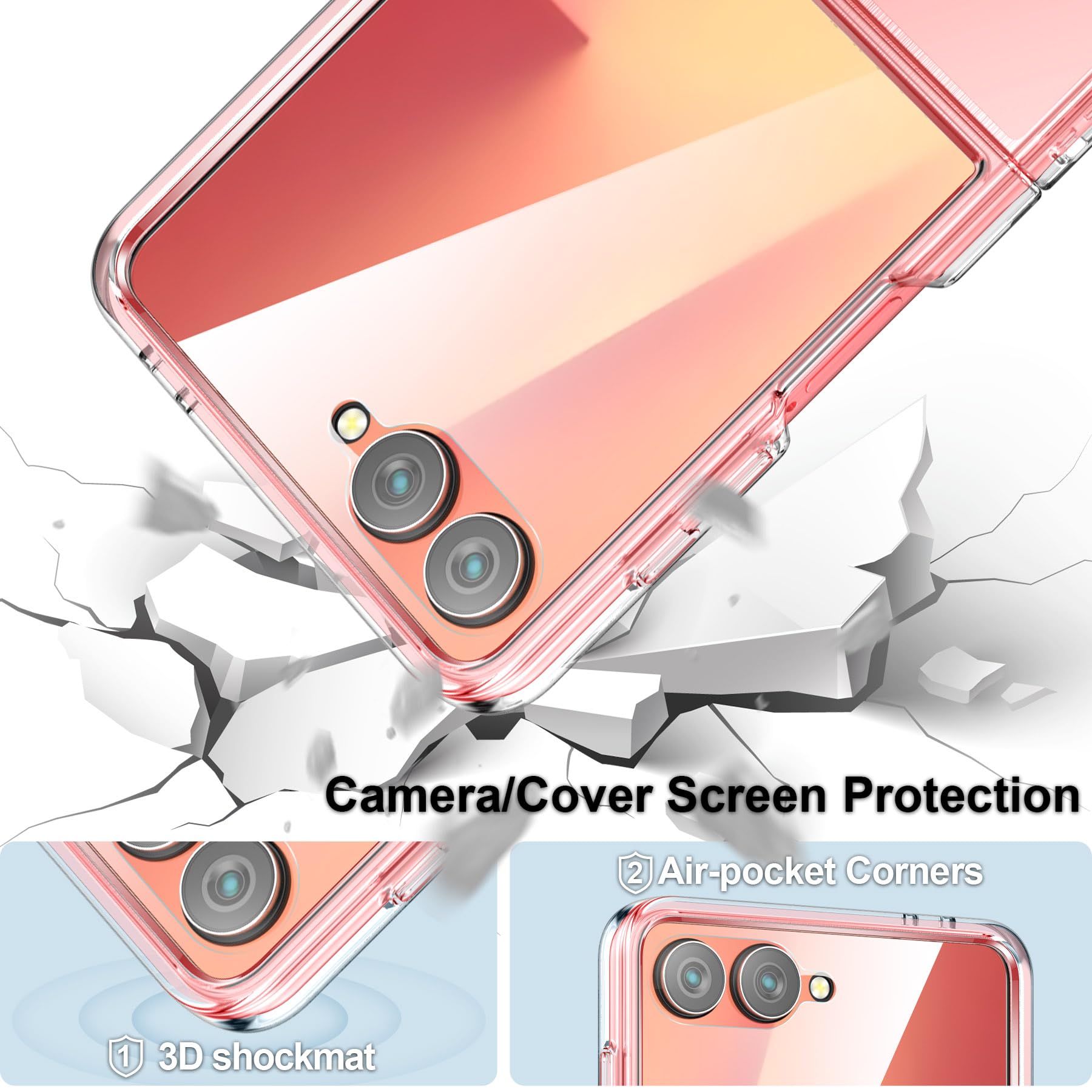 Foluu Slim Fit Case For Samsung Galaxy Z Flip 7, With Front Built-In Screen Protector, Hard Pc Back Protective Cover For Samsung