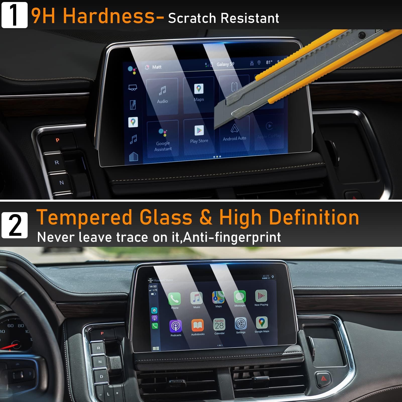 Moonlinks Tempered Glass Screen Protector Compatible With 2021 2024 Chevy Tahoe Suburban/Gmc Yukon,High Definition 9H Hardness Anti Fingerprint Protective Foil For 10.2' Navigation Display Touchscreen