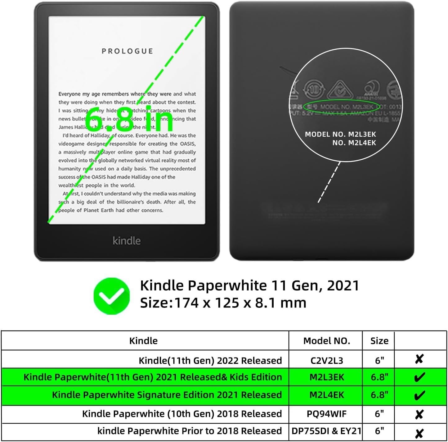 Case For 6.8'' Kindle Paperwhite (11Th Generation 2021) And Kindle Paperwhite Signature Edition, Lightweight Pu Leather Folio Bo