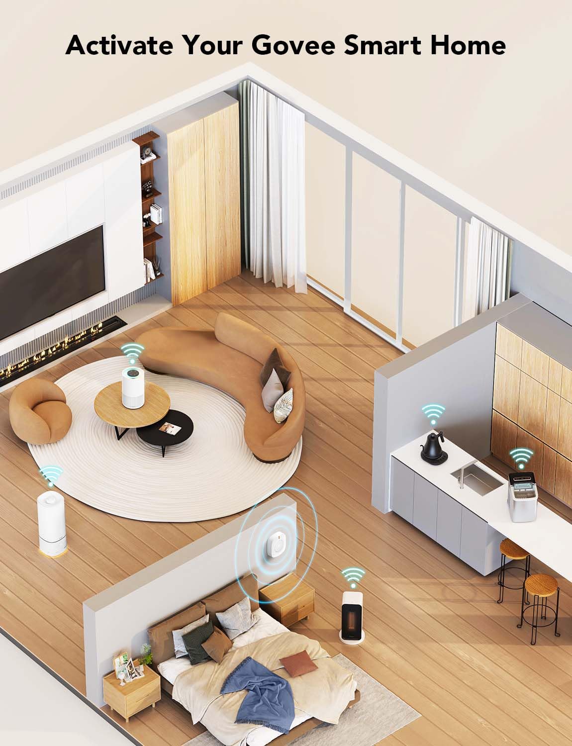 Goveelife Wireless Mini Smart Button Sensor, Group Control Multiple Devices, Versatile Control Button, Battery Powered, Supports