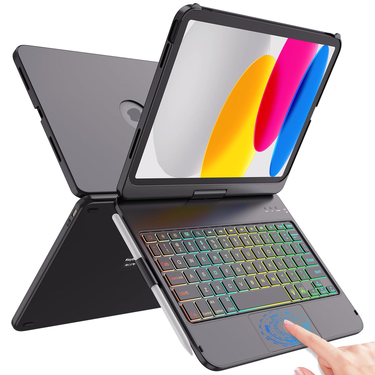 Fuwang Touch Keyboard Case For Ipad 10Th Generation 10.9 Inch 2022, 360 Rotatable For Ipad 10Th Generation Case With Keyboard, M