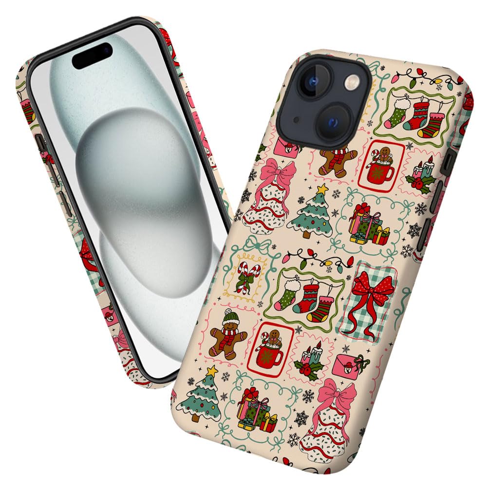 Case for iPhone 13,Christmas Tree Gingerbread Man Phone Case Military-Grade Drop Protection Cover for Women Girl - Frosted