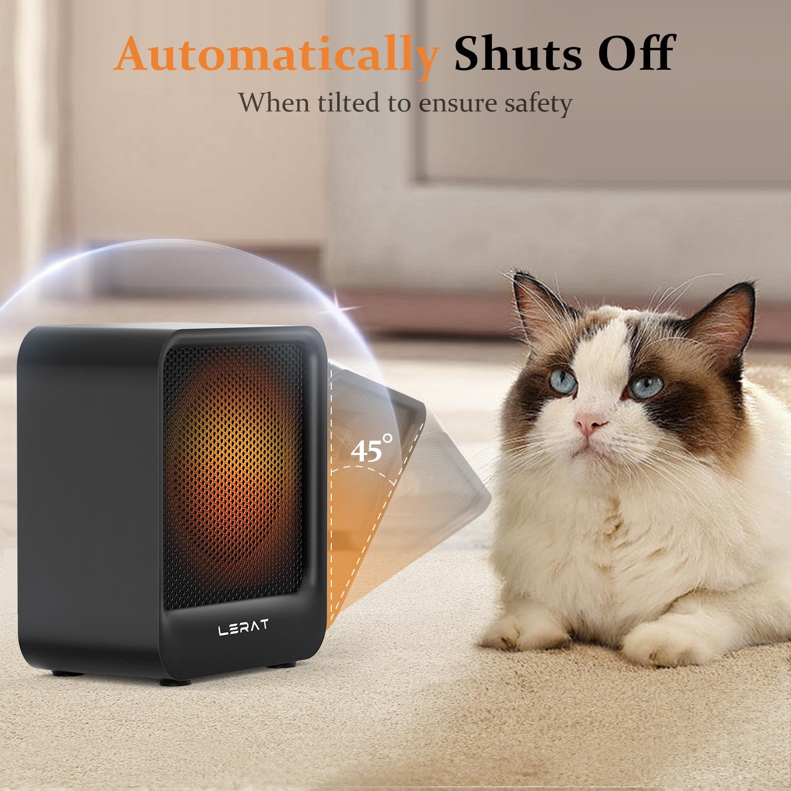 Electric Space Heater, Small Heater For Indoor Use, 500 Watts High Output & 2 Speeds, Mini Personal Heater For Office Desk Campi