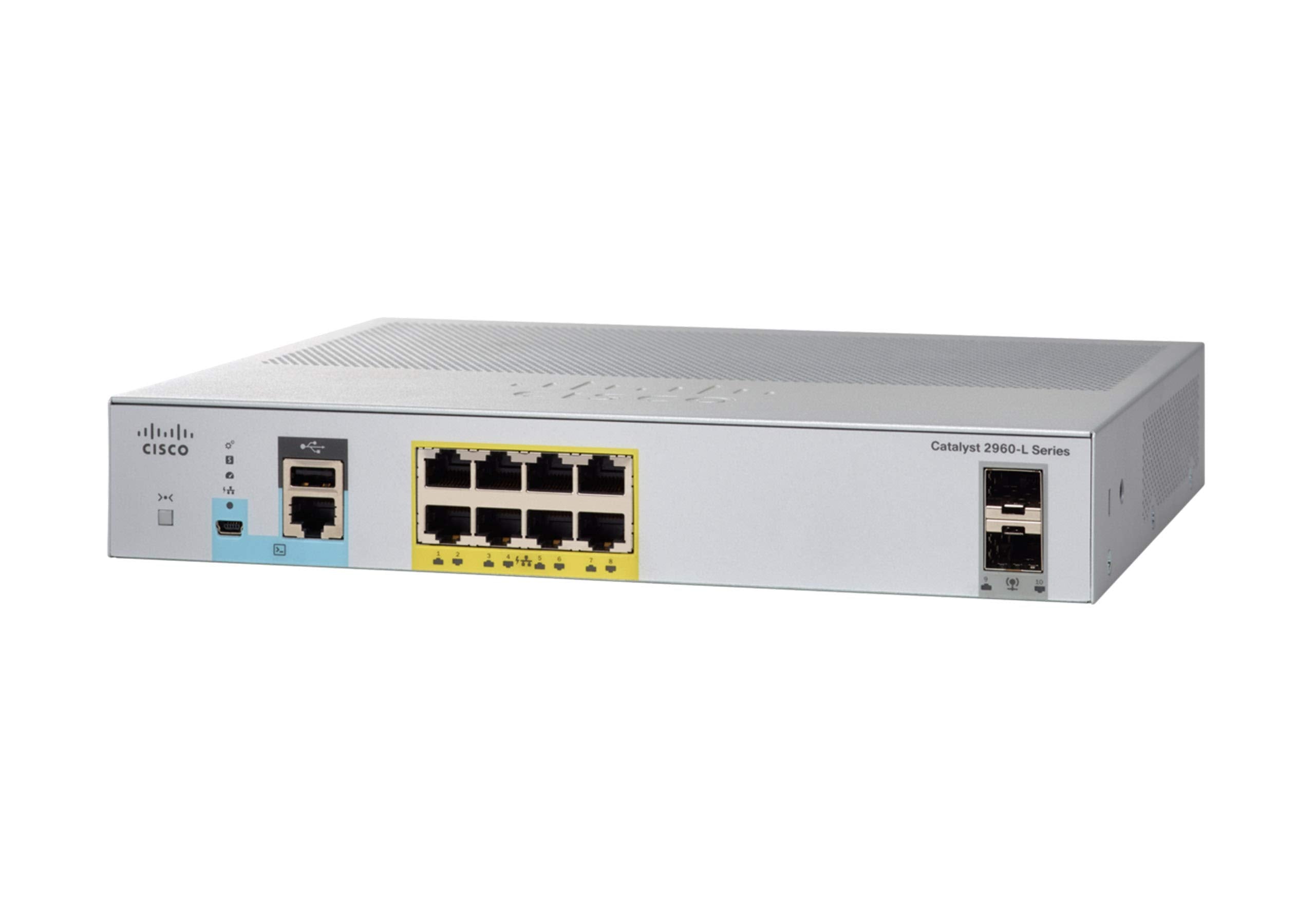 Cisco Catalyst 2960Cx 8Pc L Network Switch, 8 Gigabit Ethernet Ports, 8 Poe+ Outputs, 124W Poe Budget, 2 1G Sfp And 2 1G Copper 