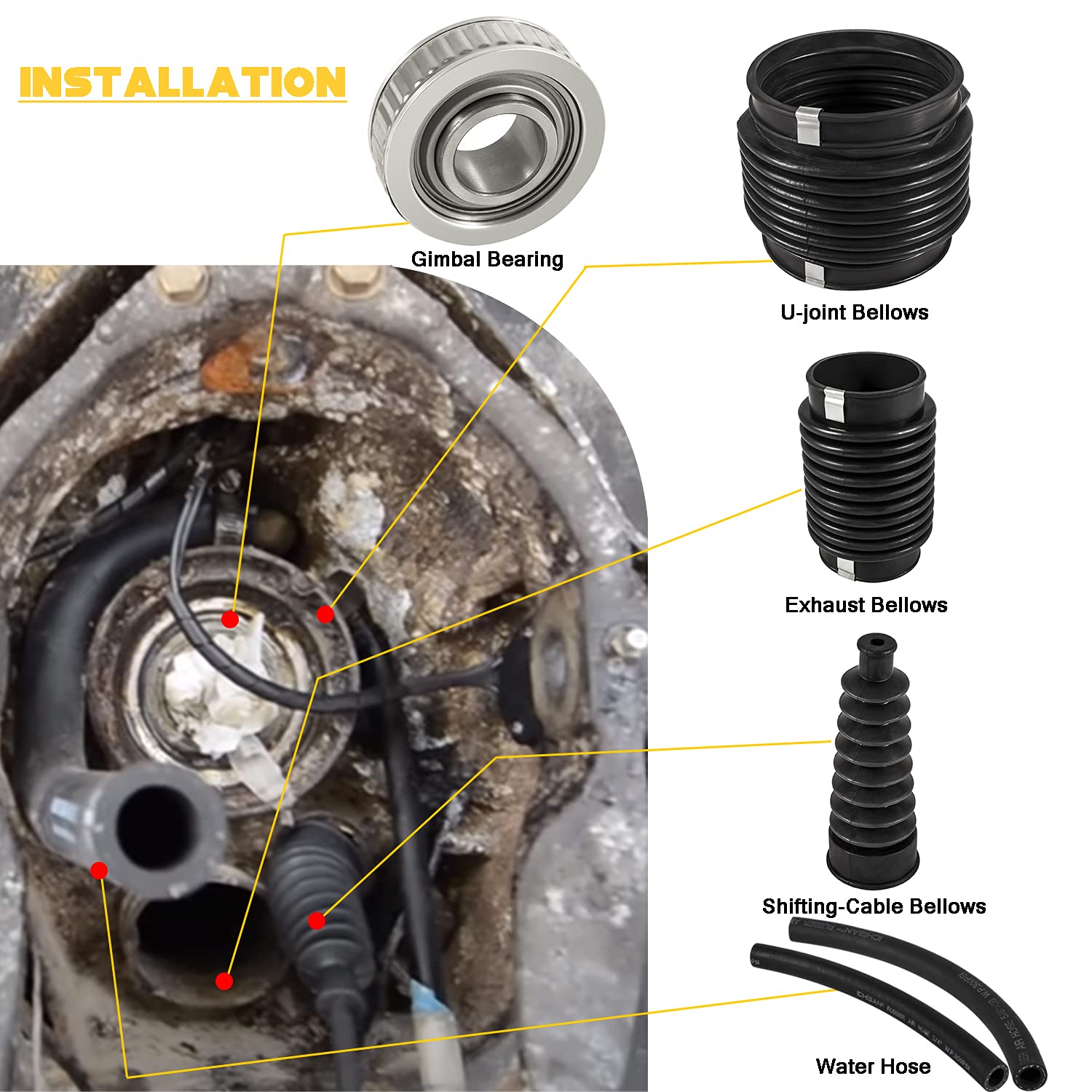 Transom Seal Repair Kit With Lower Shift Cable Replacement Kit 30 803097T1,865436A02 For Mercruiser R, Mr, Alpha One Gen 1 1983