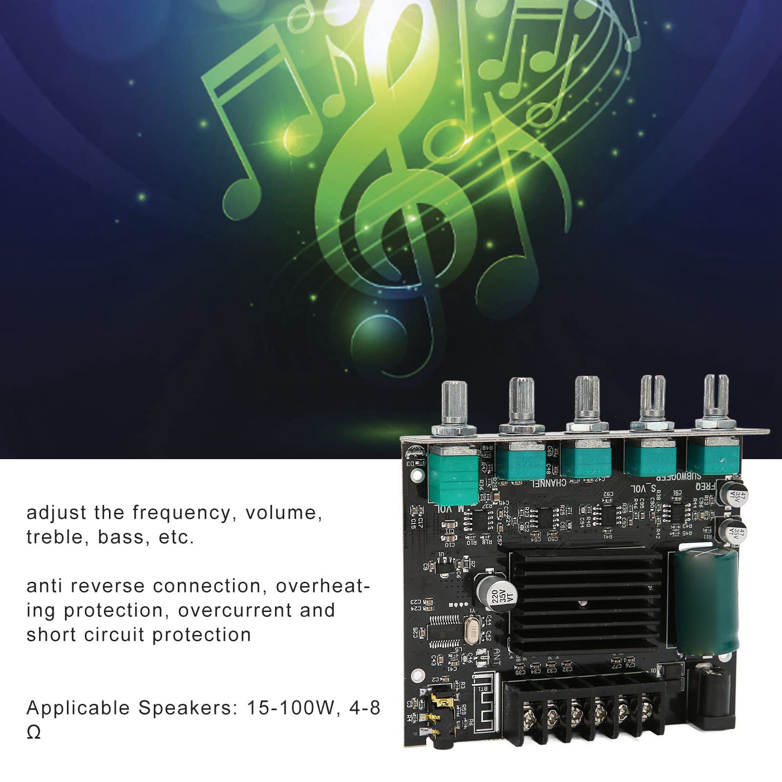 Bluetooth Amplifier Board, Dc12 24V Digital Power Amplifier Board, Zk Mt21 2.1 Channel 50W 50W 100W High Power Audio Stereo Subwoofer Amplifier Board For 15 100W 4 8O Speakers.