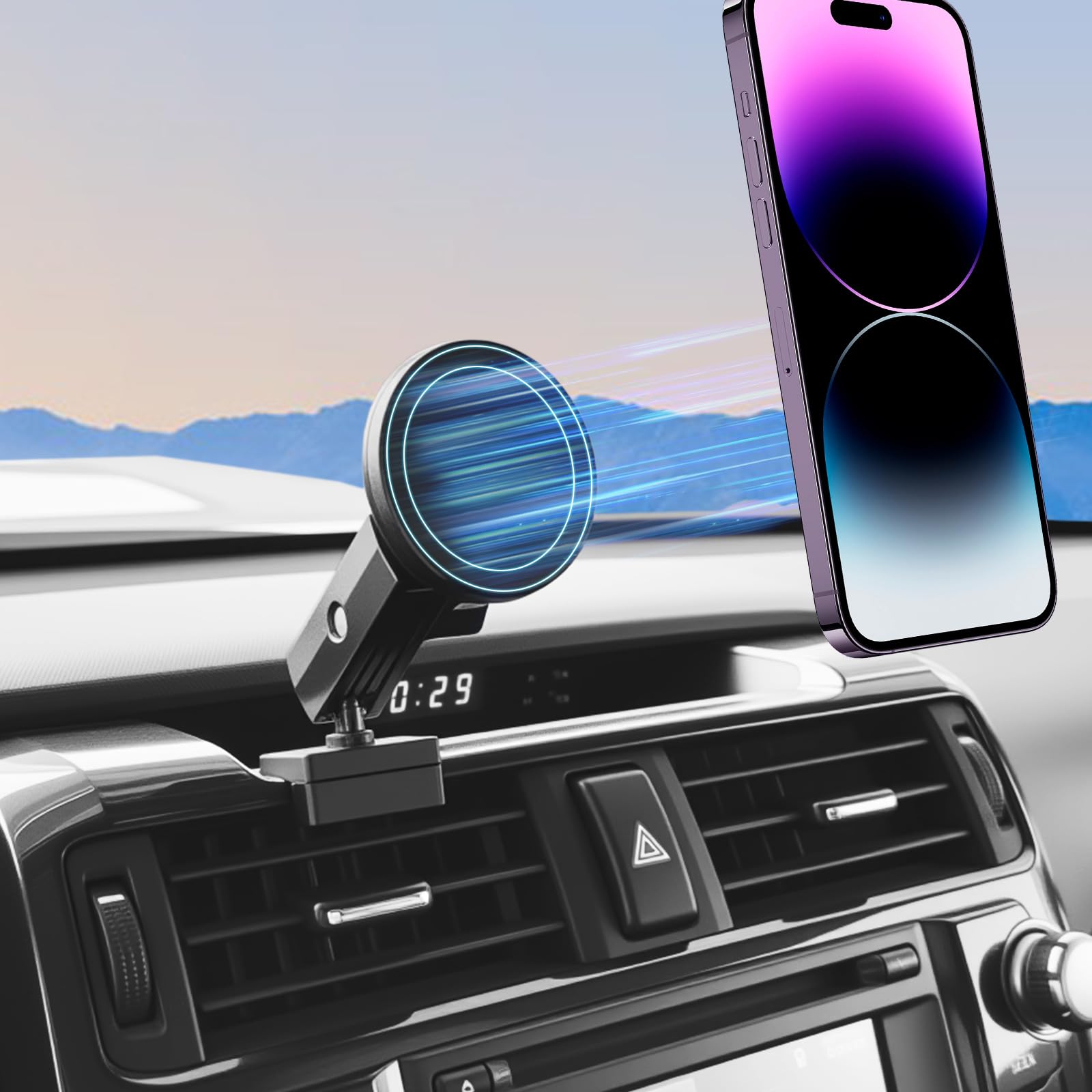 Qyebbk Metal Magnetic Phone Mount Holder for 2010-2024 Toyota 4Runner Strong Magnet Dash Cell Phone Cradles Adjustable Phone Sta