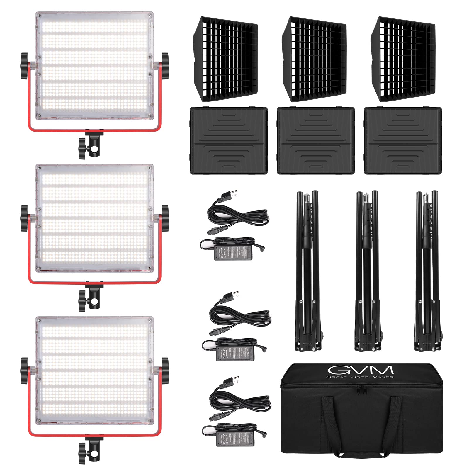 Gvm 1200D Pro Rgb Led Video Light With 3 Softboxes,50W Video Lighting Kit, 360Full Color Led Panel Light Kit With App Control 3