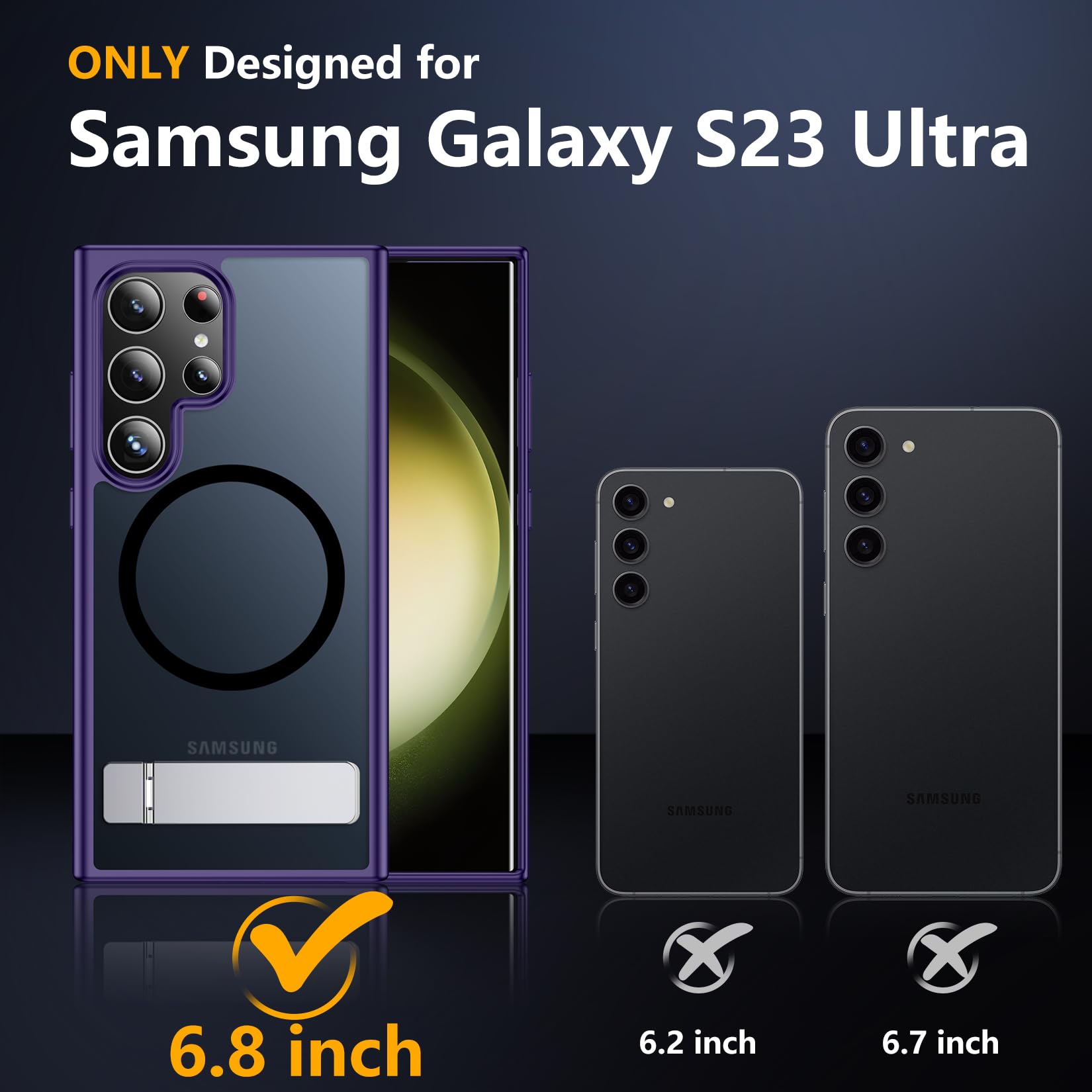 Spidercase Magnetic For Samsung Galaxy S23 Ultra Case, [3 Stand Ways][ Military Grade Drop Protection] With Invisible Stand Shoc