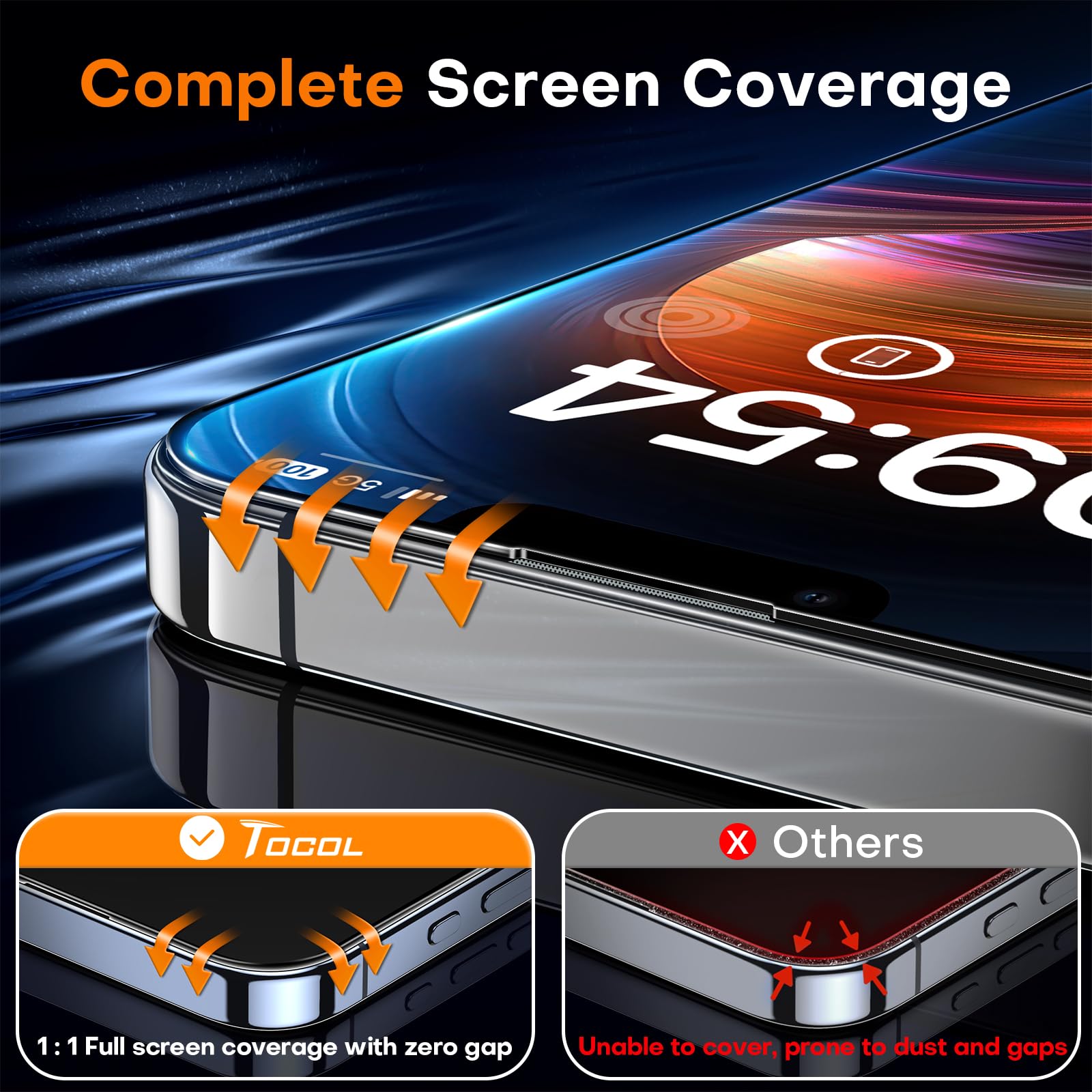 Tocol For Iphone 14 Screen Protector, [9H Hardness] [Military Grade Shatterproof] Hd Tempered Glass For Iphone 14 Full Coverage