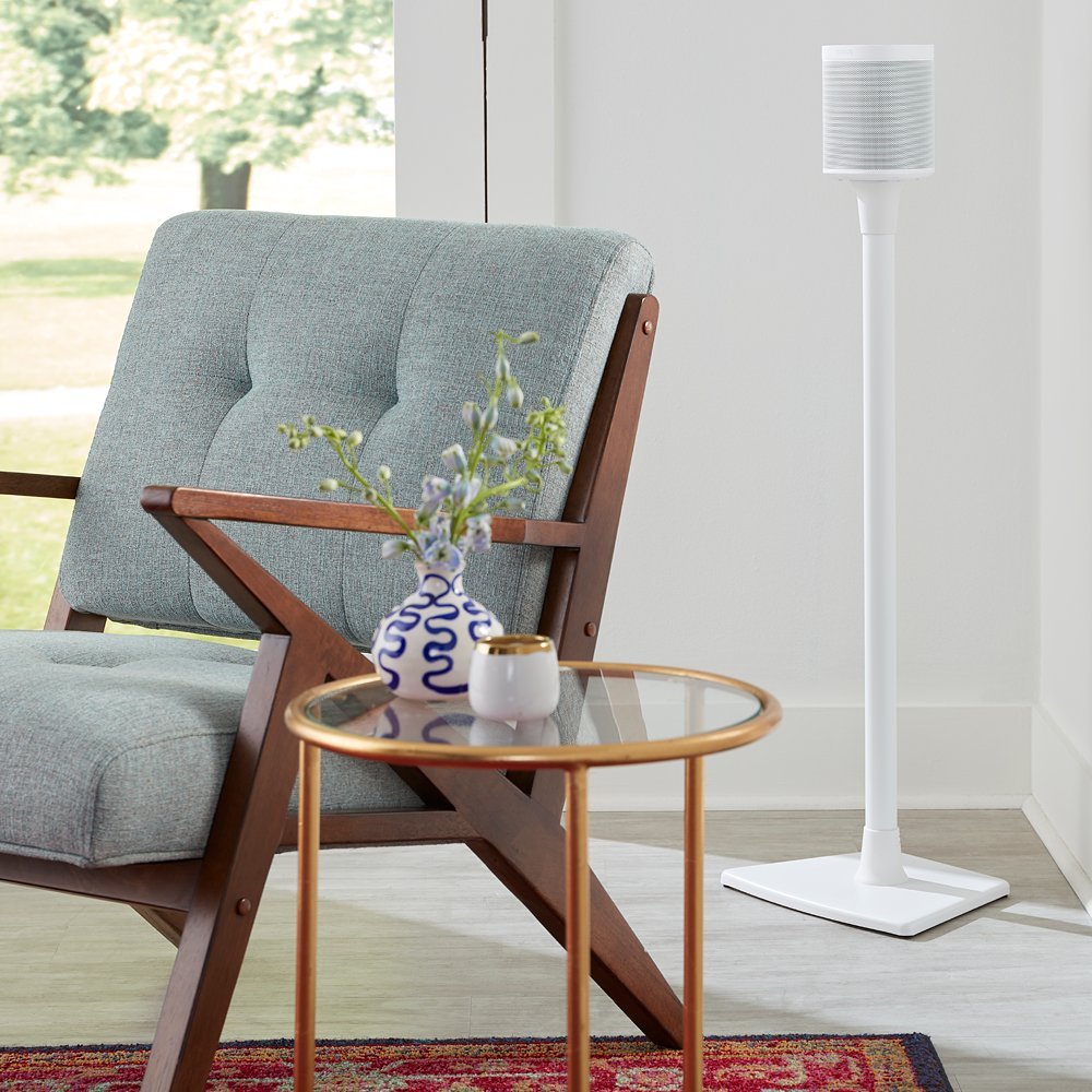 Sanus Wireless Sonos Speaker Stand For Sonos One, Play:1, & Play:3   Audio Enhancing Design With Built In Cable Management   Pai