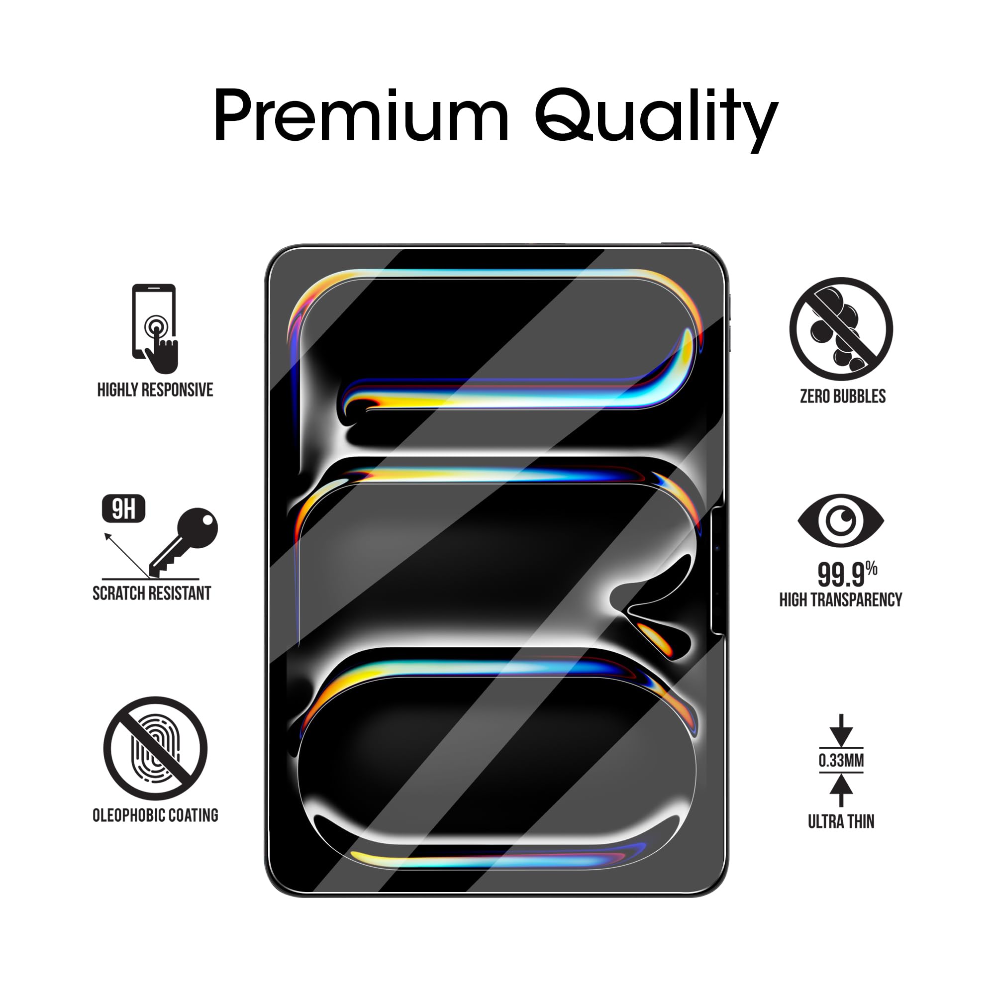 Amfilm Screen Protector For Ipad Pro 11 Inch Oled M4 [2024 Model] Tempered Glass [Face Id & Apple Pencil Pro & Case Compatible]