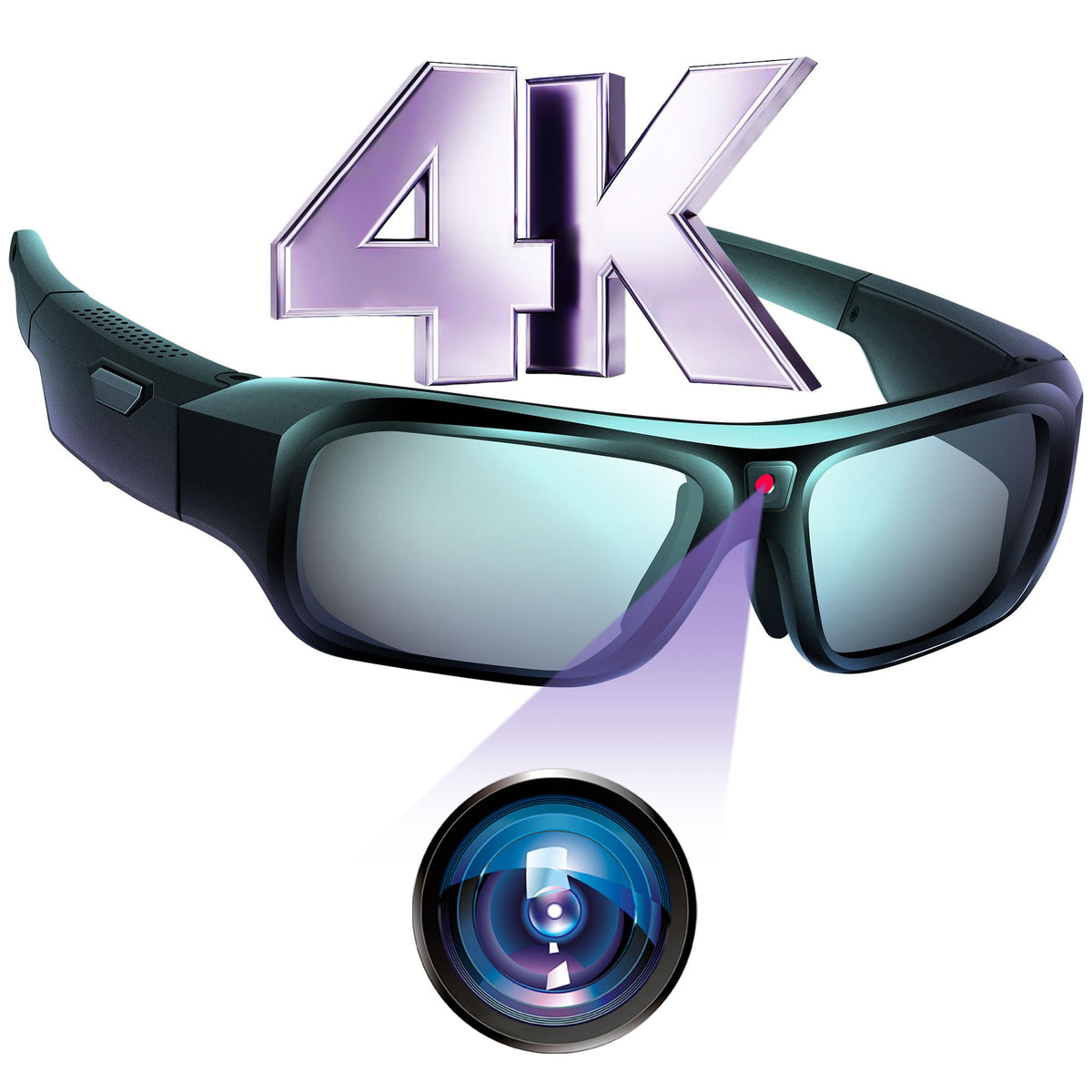 Yycamus 4K Camera Glasses, Upgrade Smart Sunglasses With Camera, Video Glasses With Uv Protection For Outdoor Activities & Trave