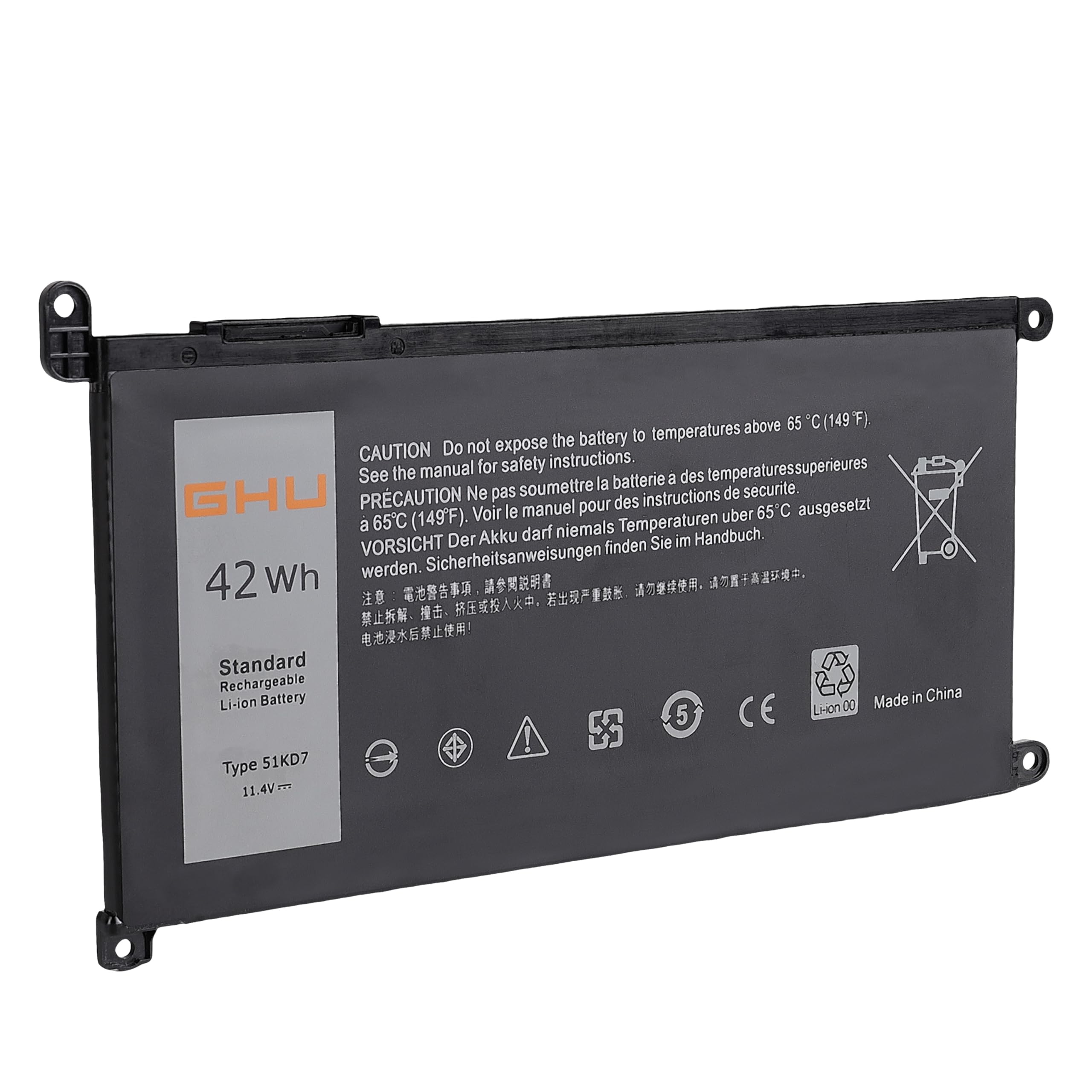 Ghu New Battery Replacement For 51Kd7 42 Wh 11.4V Compatible With Dell Chromebook 11 3180 3181 3189 5190 0Fy8Xm 0Y07Hk Fy8Xm Y07