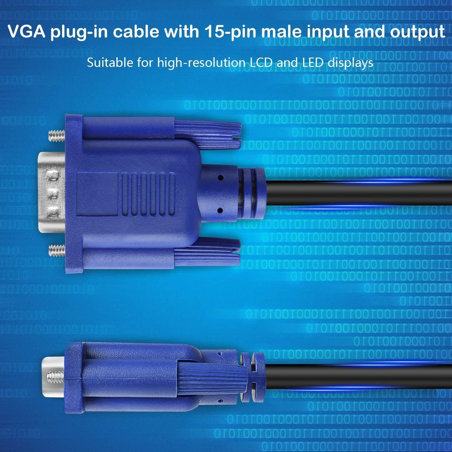 Pasow Vga To Vga Monitor Cable Hd15 Male To Male For Tv Computer Projector (10 Feet)