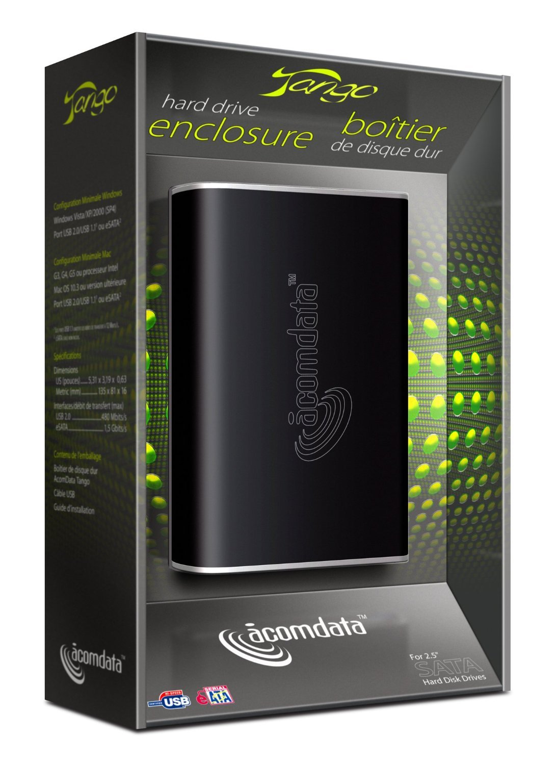 Acomdata Tango Usb 2.0/Esata 2.5 Inch Sata Hard Drive Enclosure Tngxxxuse Blu (Blue)