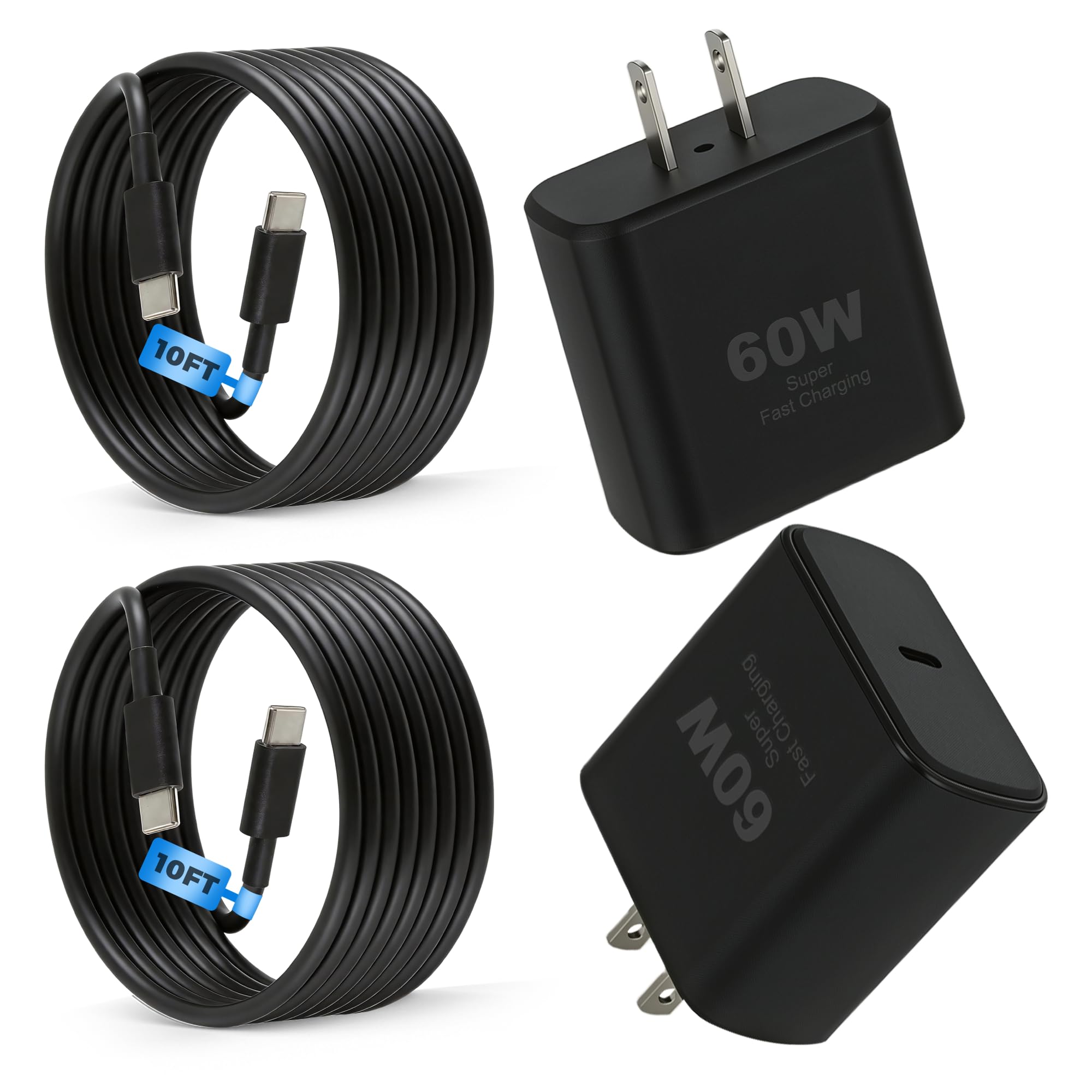 60W USB C Charger Fast Charging with 10Foot Extra Long USB C Charging Cable