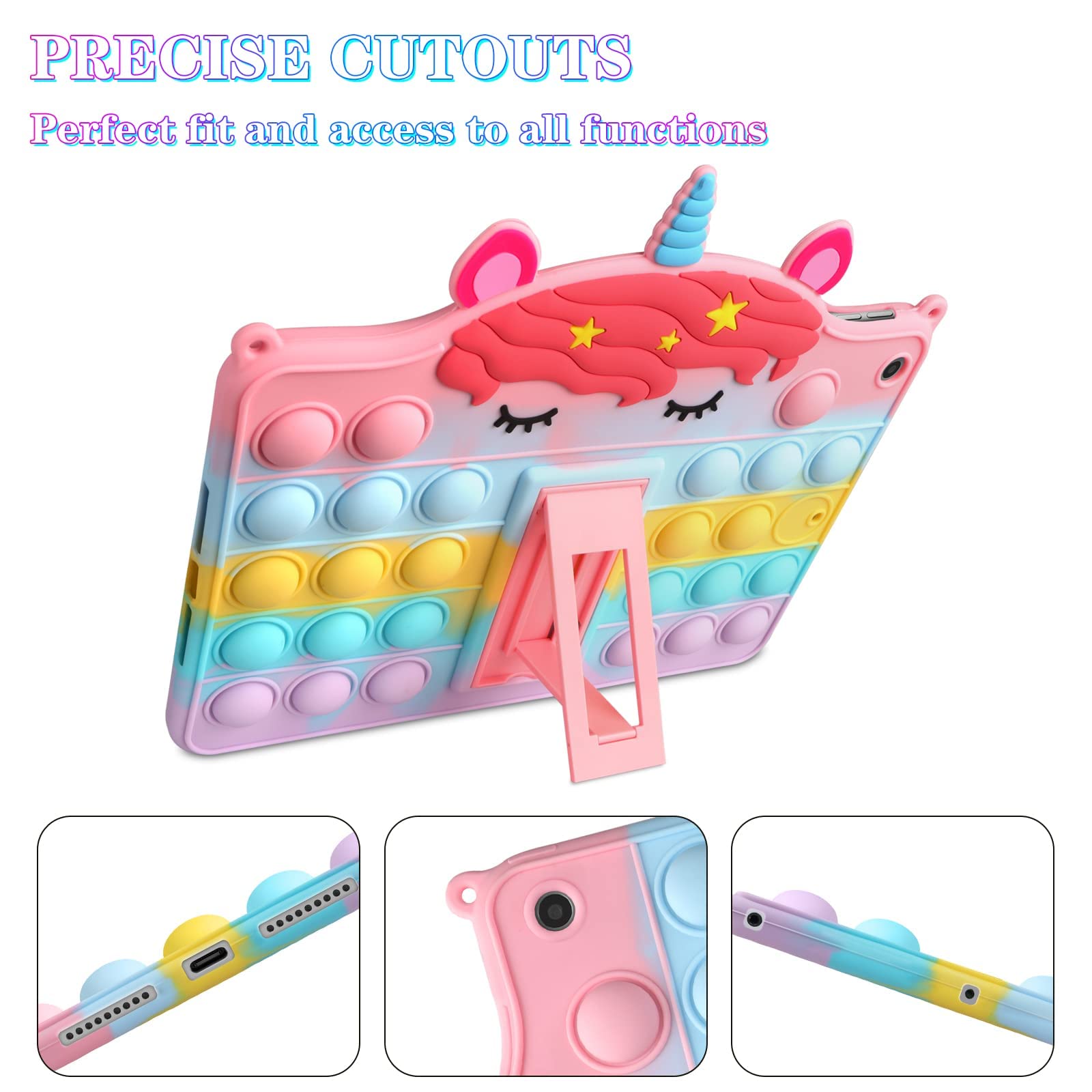 Wesadn For Ipad 6Th 5Th Generation Case Ipad 2018/2017 9.7 Inch With Kickstand For Girls Kids Silicone Fidget Bubble Case Cute R