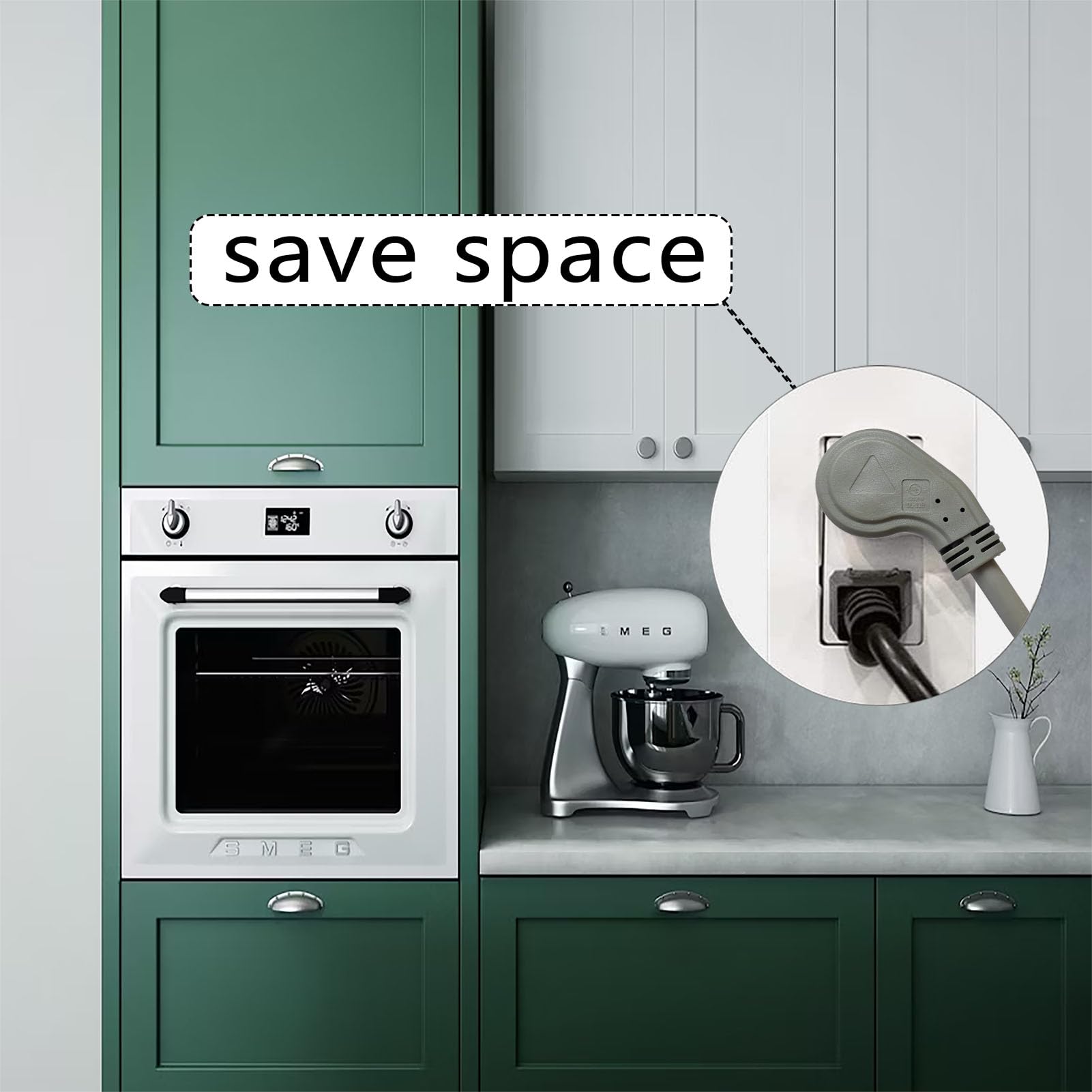 Honderson Flat Plug Indoor Extension Cord, Ul Listed, 16 Gauge 6Ft Grey 3 Prong Heavy Duty Extension Cord, 16/3 Sjtw 13A Power E