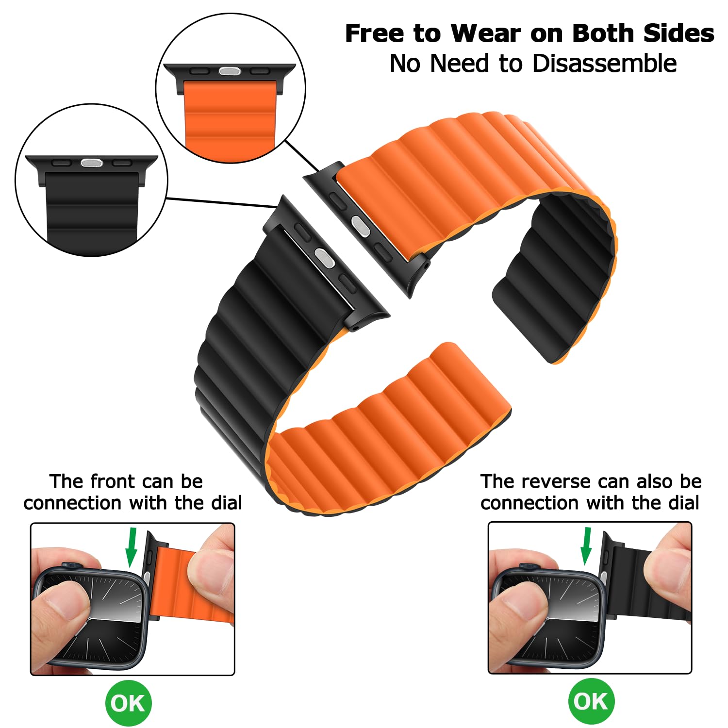 Tasikar Magnetic Straps Compatible With Apple Watch Strap 49Mm 45Mm 44Mm 42Mm Ultra 2 Ultra Series 9 8 7 6 5 4 3 2 1 Se 2 Se, Si