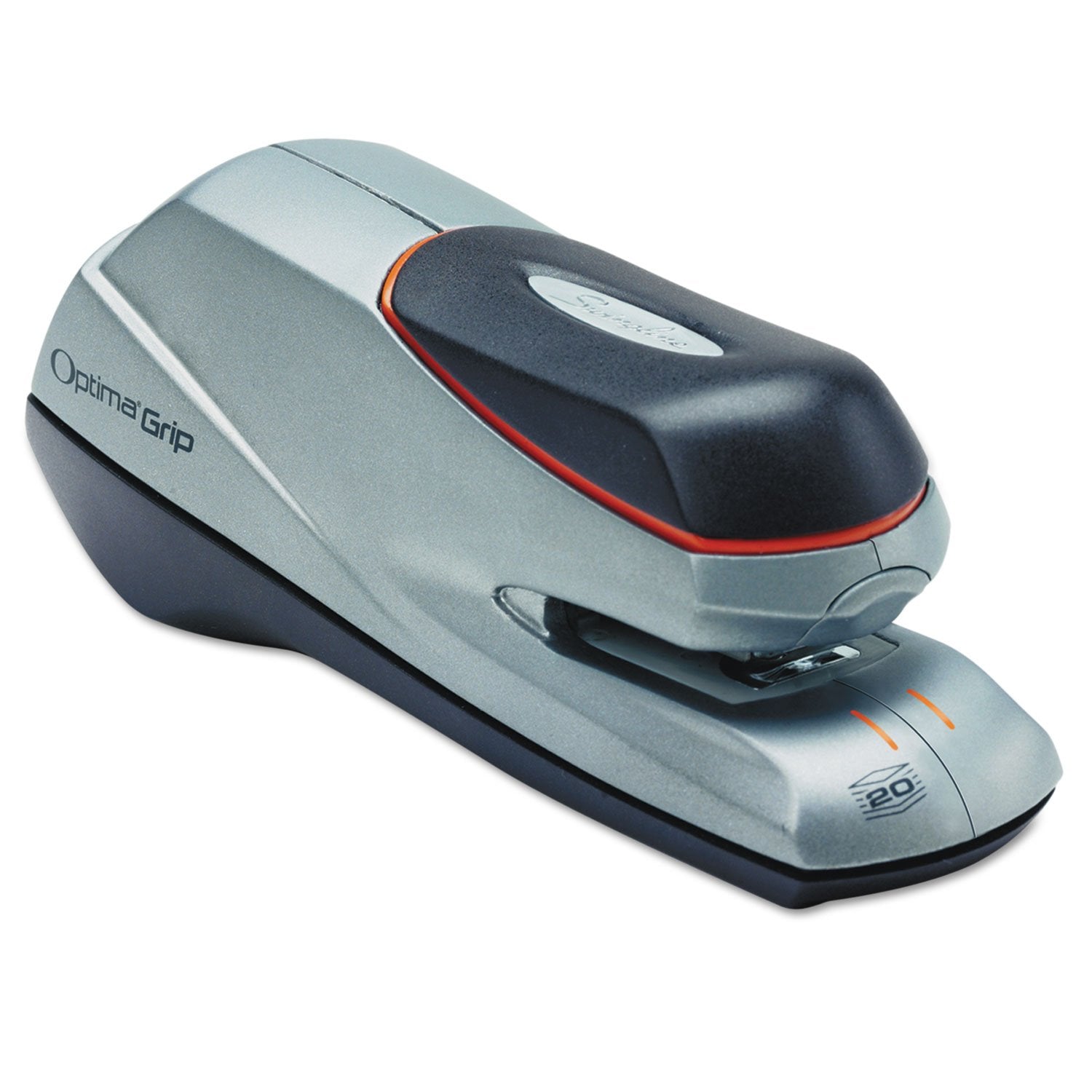 Swingline Electric Stapler, 20 Sheet Capacity, Optima 20, Jam Free, Compact, Automatic Or Manual, Plug In Or Battery, Orange And Gray (48207)