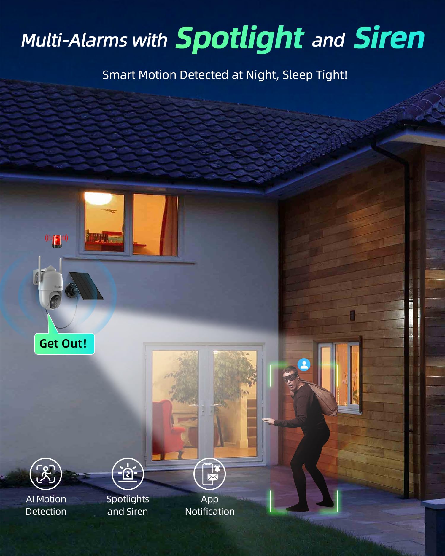 Maxiviz Solar Security Camera Wireless Outdoor, 360 View Outdoor Cameras For Home Security With Ai Motion Detection, 2K Color Ni