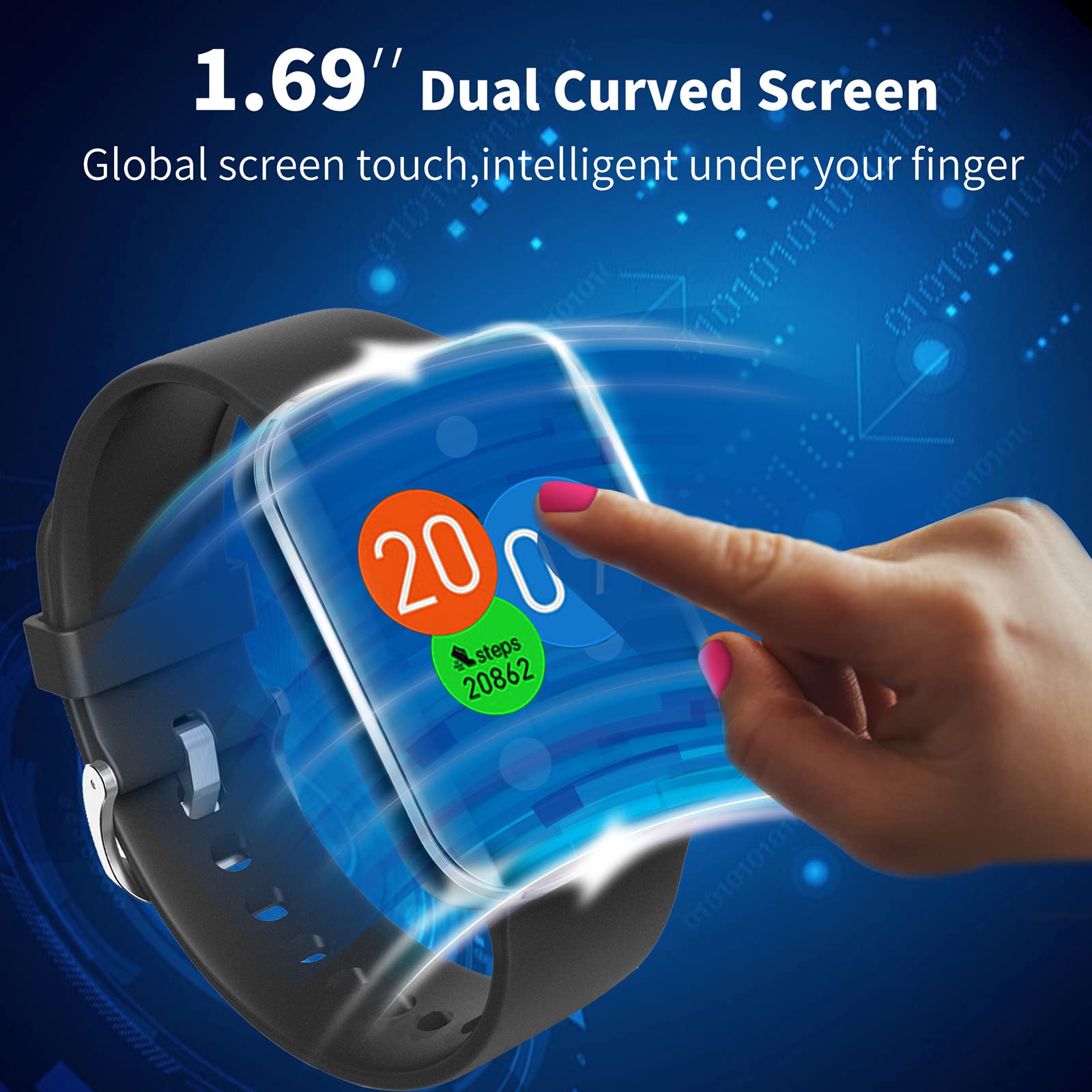 Cattle Herder Smart Watch For Android Phones, Smart Watch For Men Women, 1.69'' Curved Screen Smartwatch Waterproof Fitness Trac