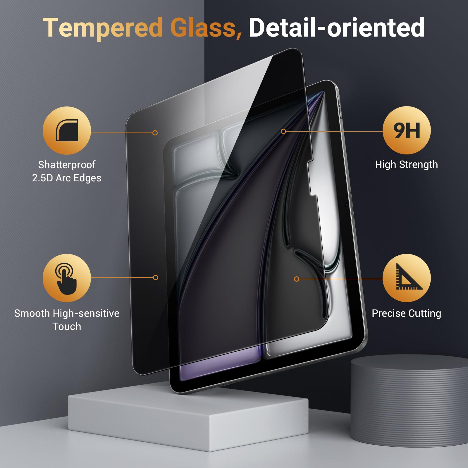 MoKo Privacy Screen Protector for New iPad Air 11 Inch 2025/2024 Released, Anti Spy Tempered Glass Screen Film Guard iPad Air 11 inch, Matte