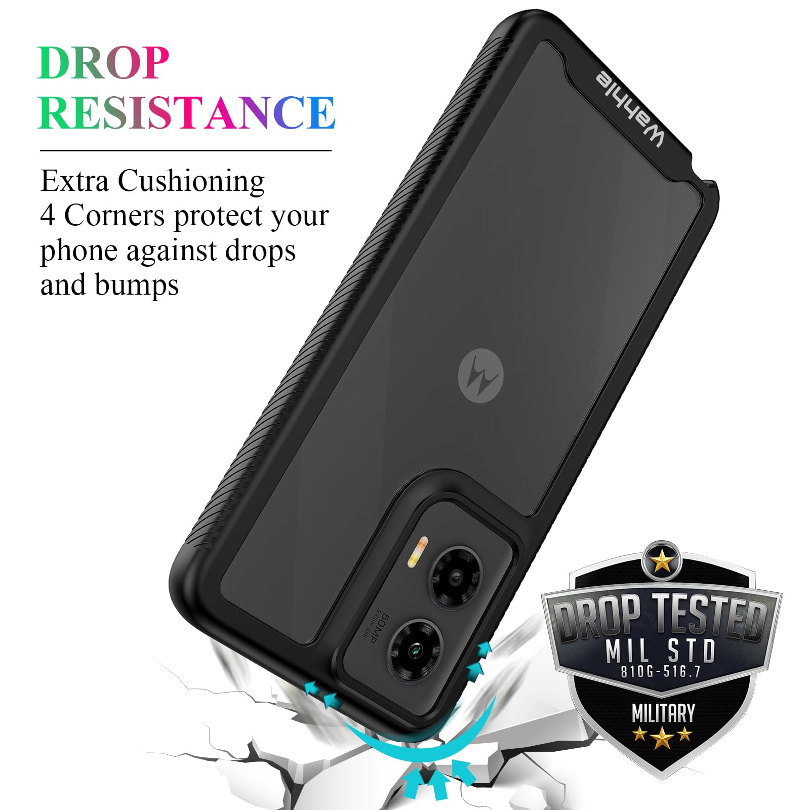 Wahhle Compatible With Moto G Stylus 5G 2024 Case, Built In Screen Protector Full Body Shockproof Slim Fit Bumper Protective Pho