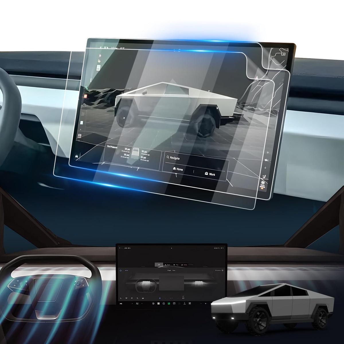 Lfotpp 2P For Tesla Cybertruck Screen Protector Plastic For 2024 Tesla Cybertruck 18.5 Inch Central Touchscreen For 2024 Tesla Cybertruck[Awd/Cyberbeast]Electric Pickup Truck Model 2024 Cybertruck Accessories