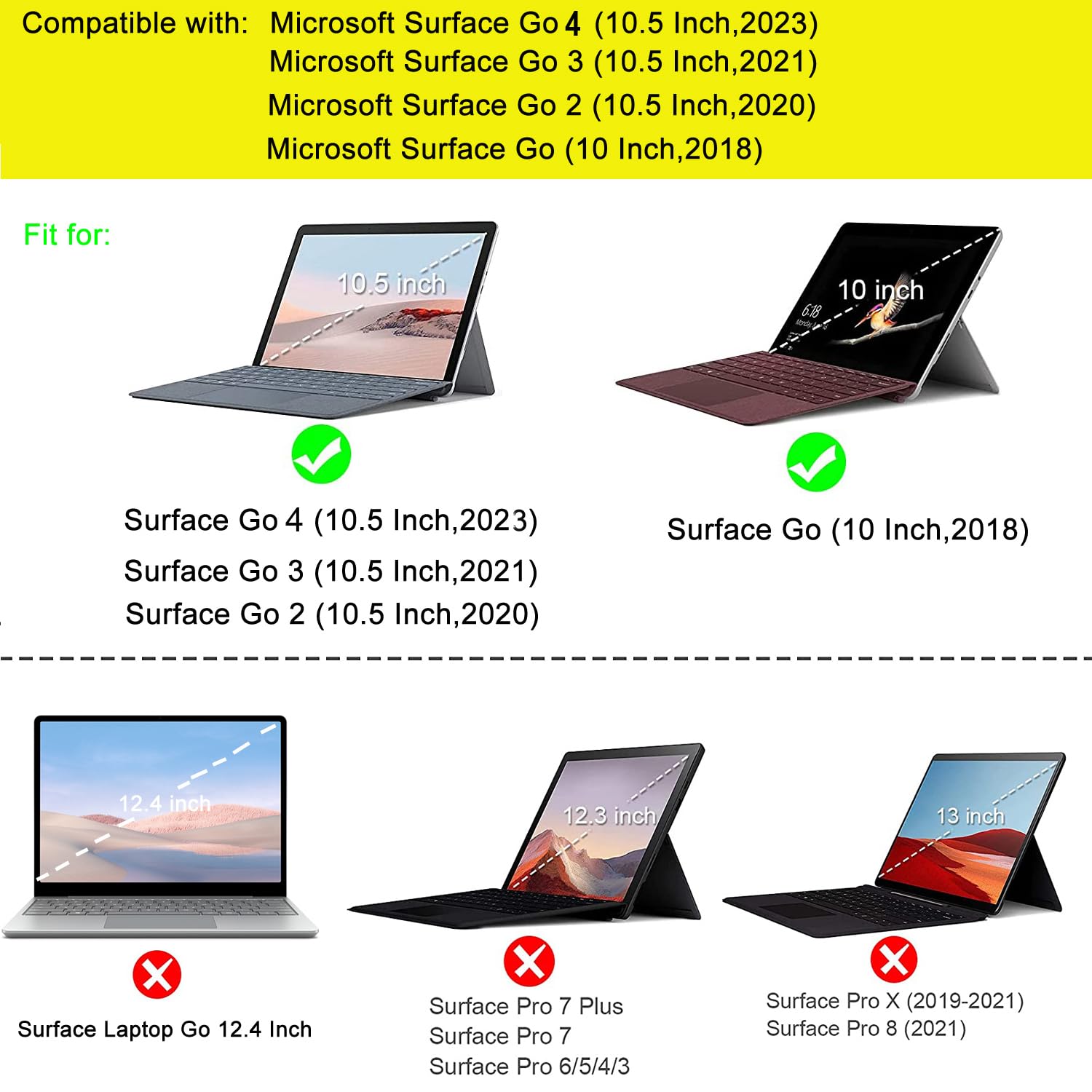 Case For Microsoft Surface Go 4 (2023) 10.5 Inch/Surface Go 3 / Surface Go 2 / Surface Go 10 Inch, Heavy Duty Protective Case, N