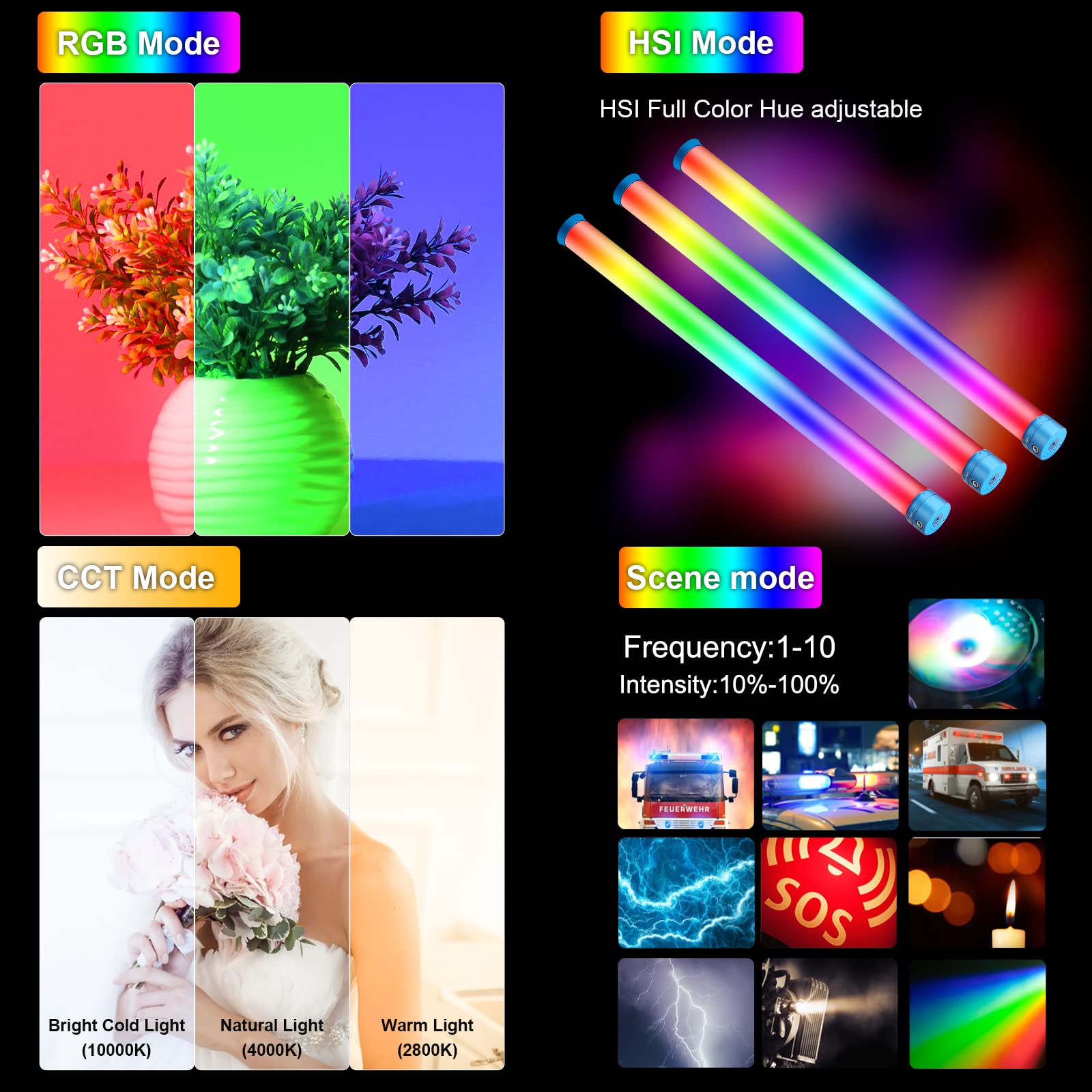 24.3'' Large Handheld Light Wand, 2600 Lumens Rgb Led Video Light 360 Full Colors, Rgb Tube Light For Photography Light Stick, C