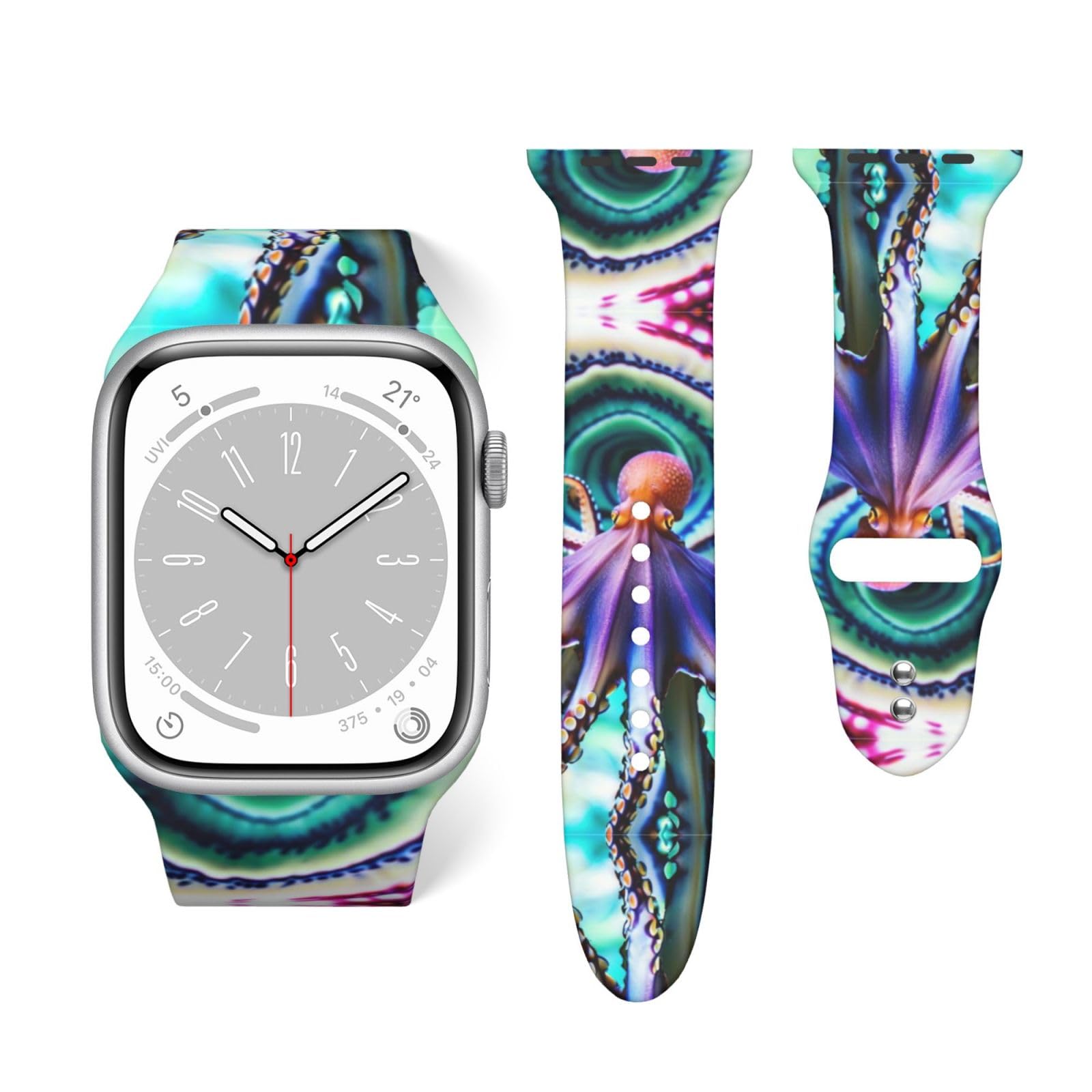 Unique Soft Silicone Strap Replacement Bands Compatible with Apple Watch Octopus, Fashionable Accessories for Series