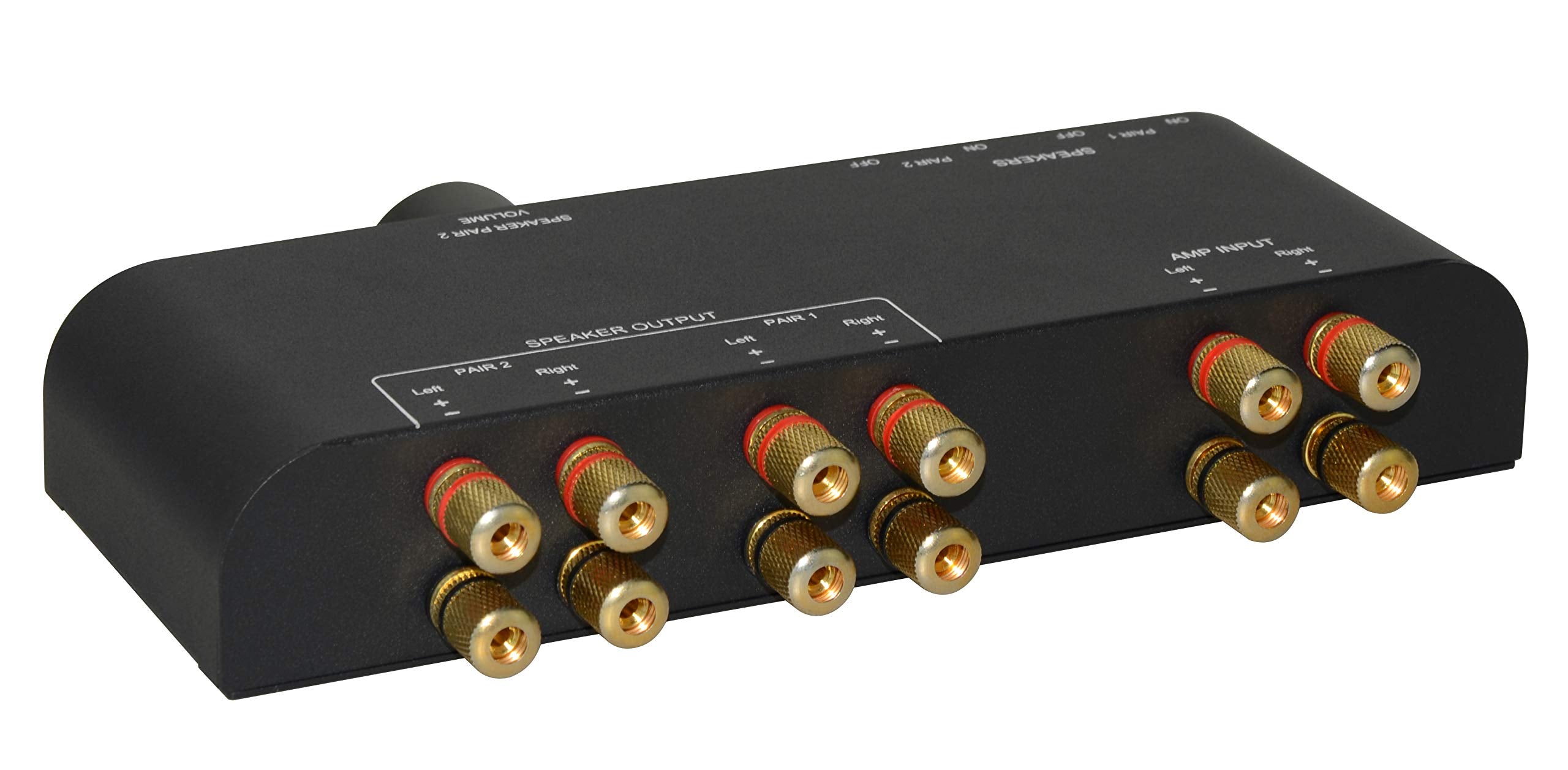 Xtrempro 2 Way Speaker Switch, 1 In 2 Out Way Pair Stereo Speaker Selector W/Volume Control Metal Non Slip Box   Black (61052),