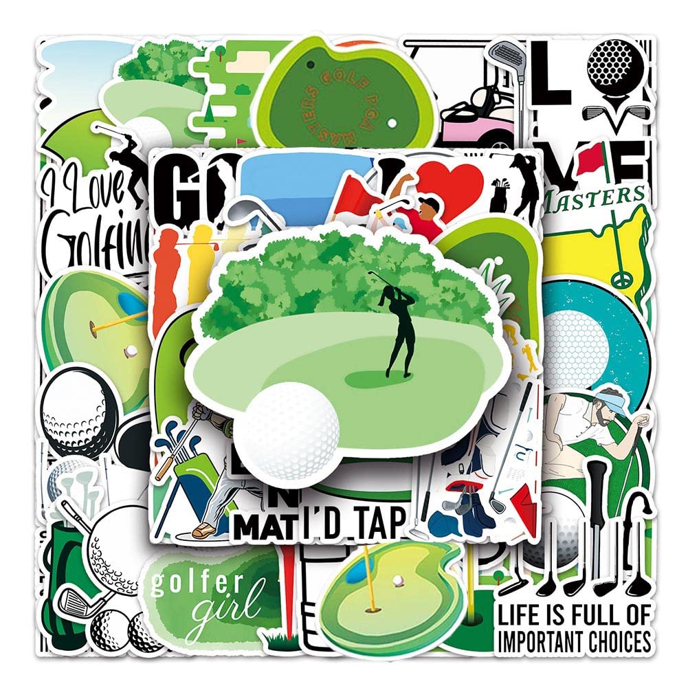 Golf Stickers |50Pcs Golf Sport Waterproof Vinyl Decals For Water Bottles Laptop Luggage Cup Computer Mobile Phone Skateboard