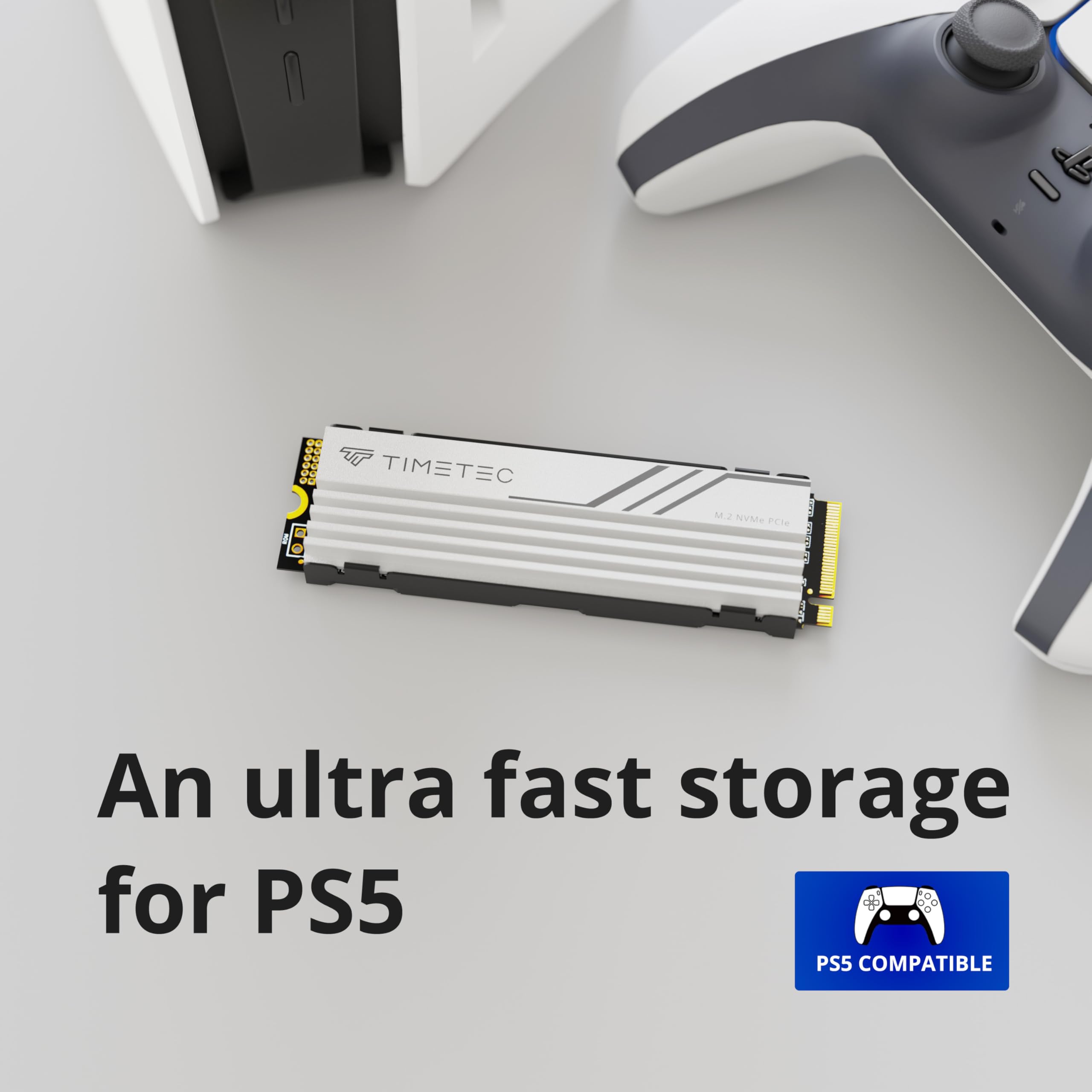 Timetec 2Tb Pcie 4.0 White Heatsink Gaming Ssd Nvme Phison E27T Pcie Gen4X4 M.2 2280 3D Nand Tlc Slc Cache Read/Write Speed Up T