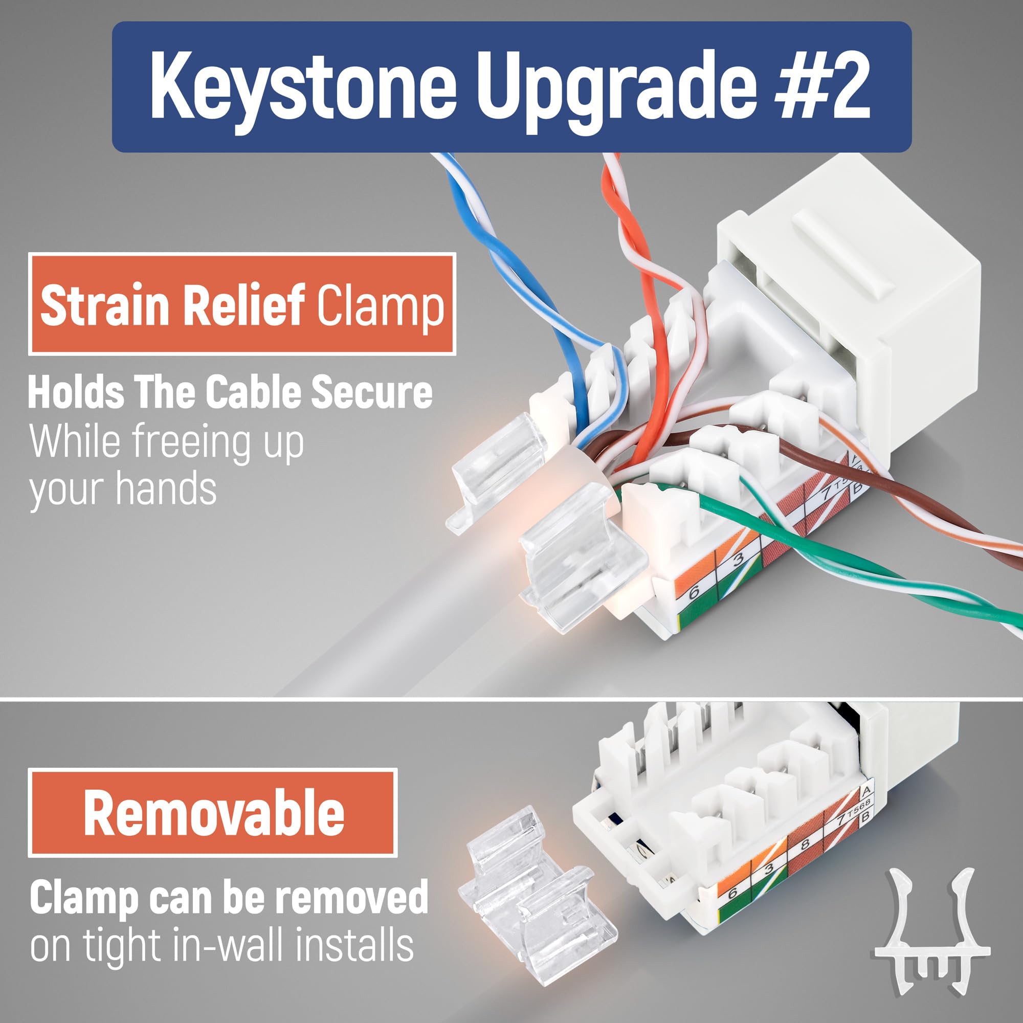 Everest Media Solutions 45 Angled Cat6 Keystone Jack In White   Slim Profile Rj45 Ethernet Connector   Compatible With 45 Angled