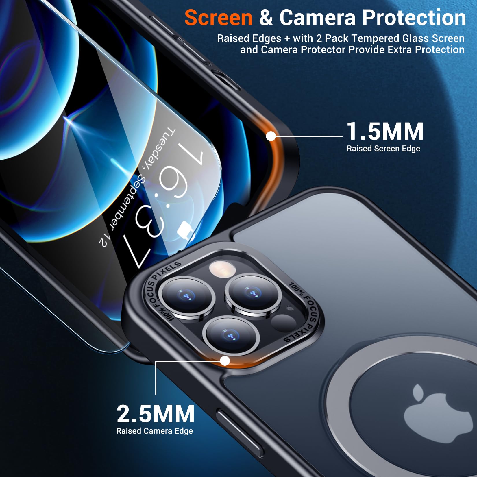 Red2Fire Magnetic Invisible Stand Designed For Iphone 12 Pro Max Case, [Compatible With Magsafe] [Translucent Matte] [Military G