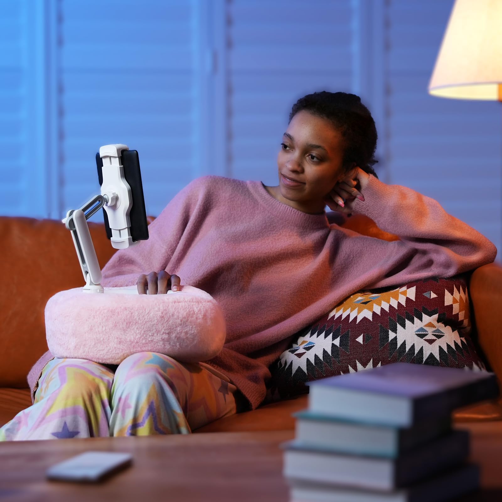 Supedesk Tablet Pillow Stand For Reading, Adjustable Tablet Pillow Stand For Lap With Detachable Bowl, Fits 4.7-13 Kindle/Phones