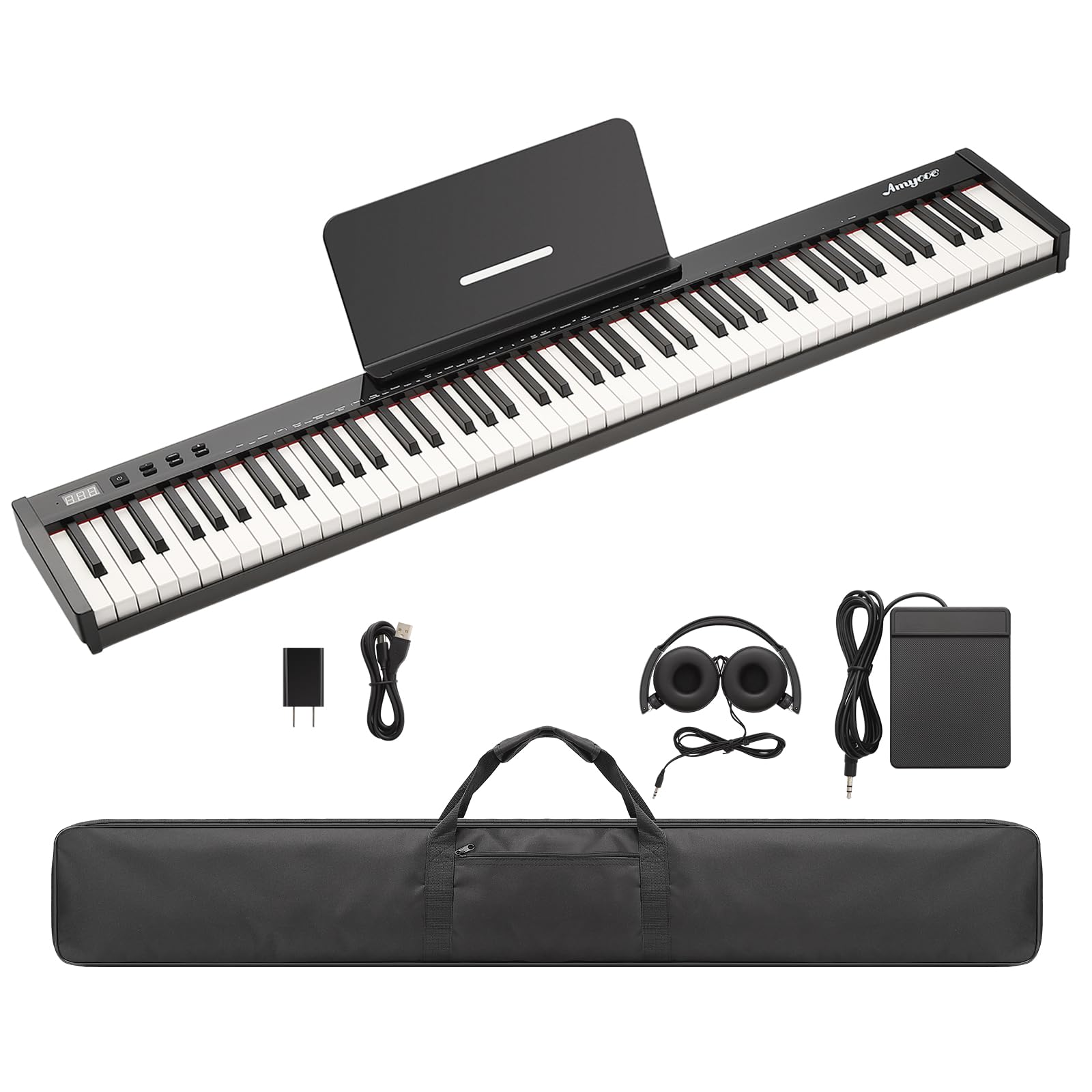 GarveeLife 88 Key Keyboard Piano, Full-Size Electric Keyboard Piano for Beginners, Portable Electric Piano with Sustain Pedal, H