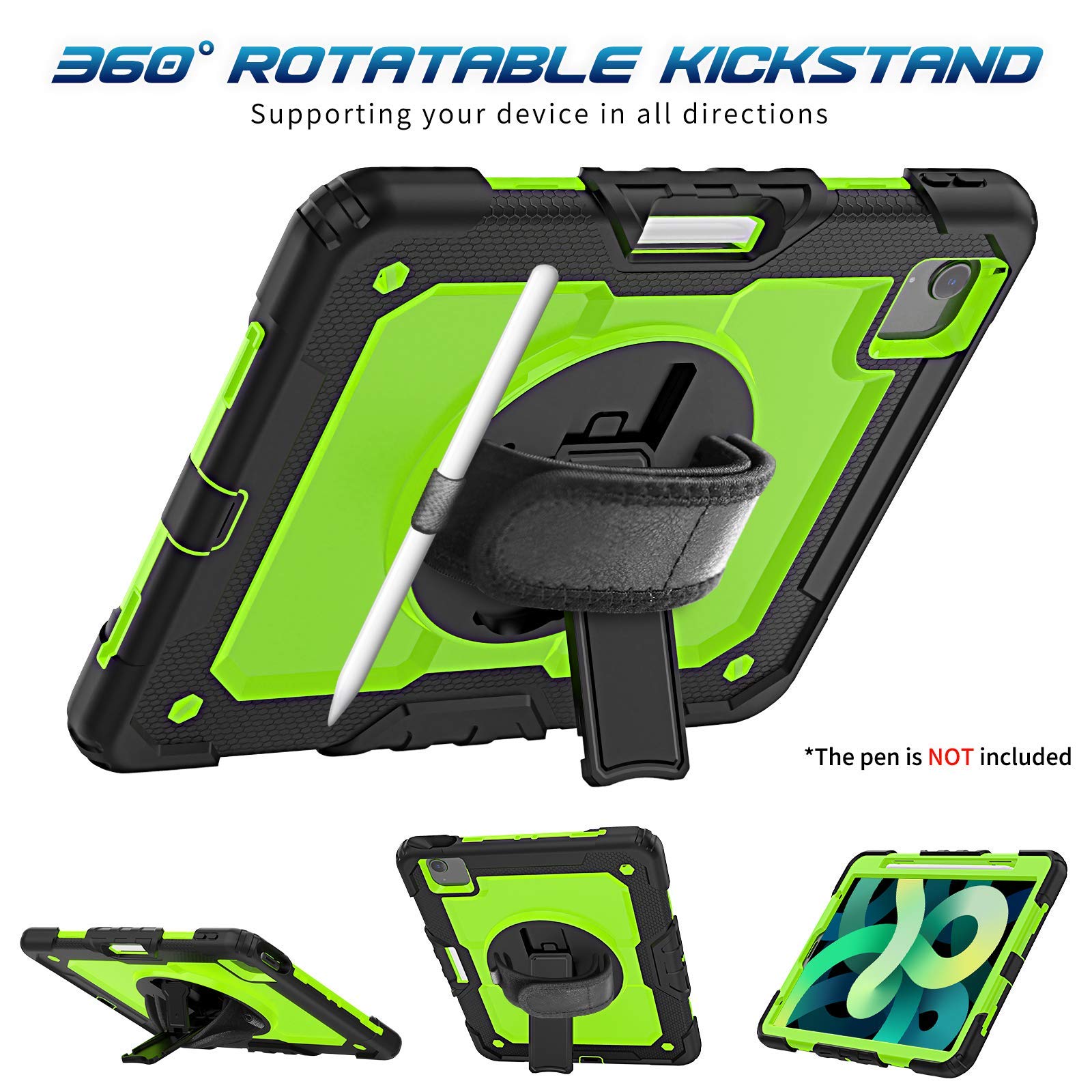 Timecity Case For Ipad Air 4 10.9 Inch 2020, For Ipad Air 5Th Generation Case 2022, With Screen Protector/Swivel Kickstand/Hand