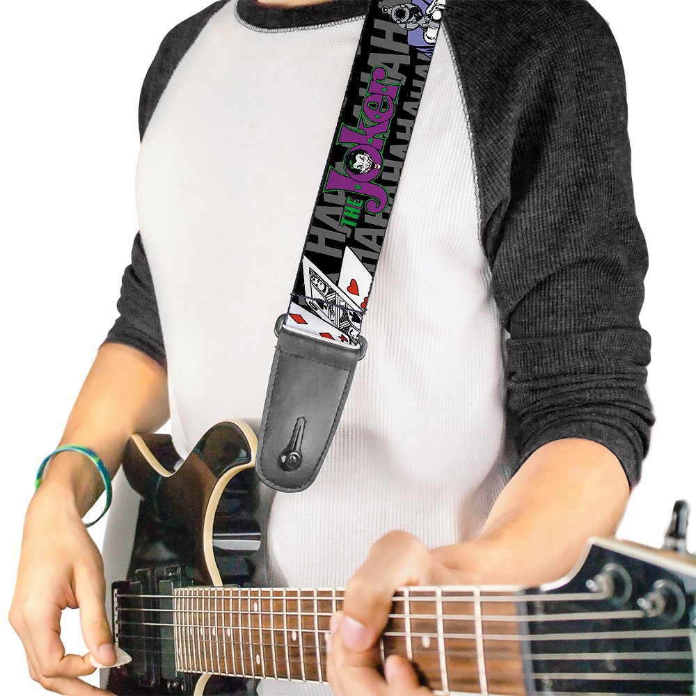 Buckle-Down Guitar Strap - 2" Wide, 29-54" Length, Polyester, The Joker Pose/Gray, Model GS-WJK003
