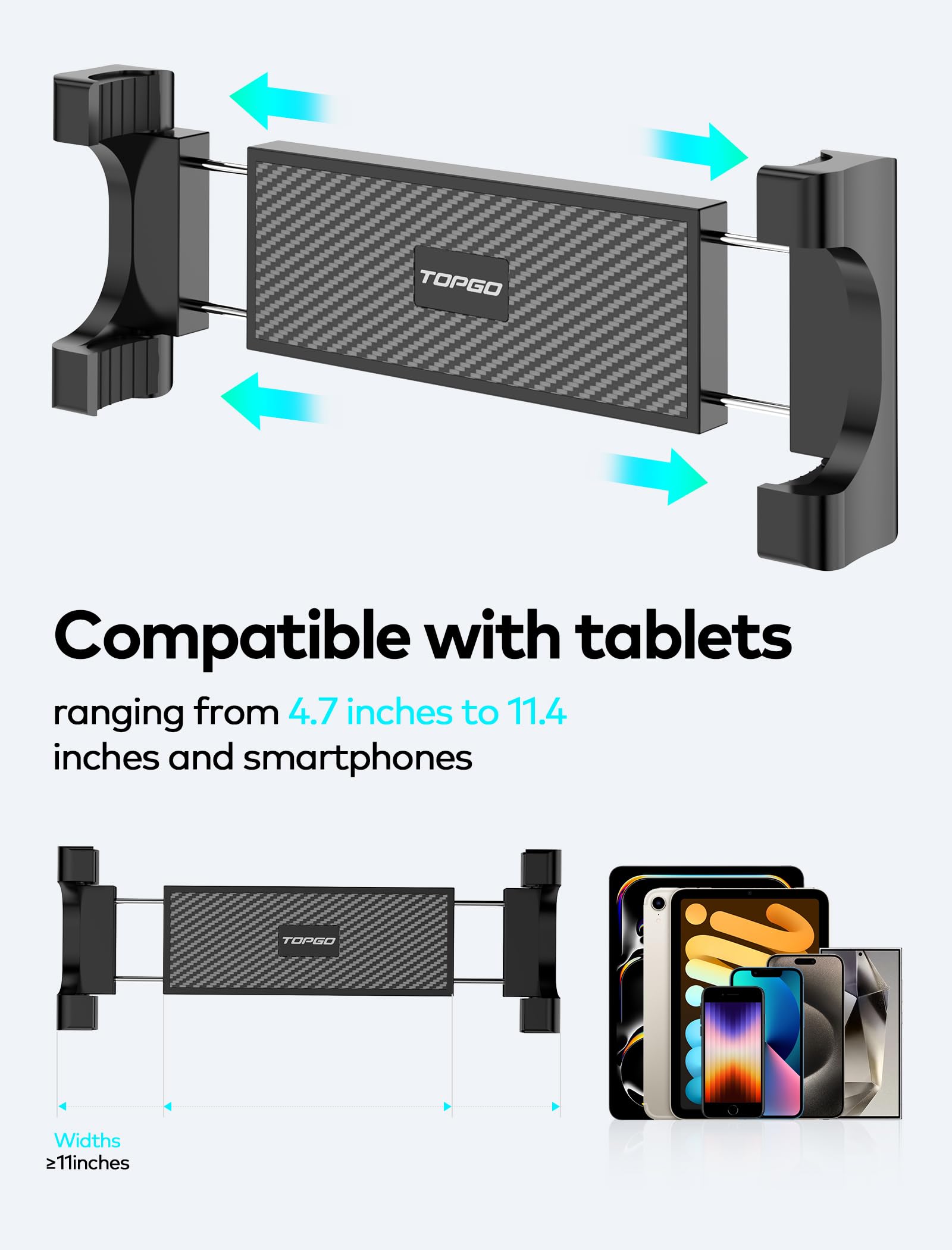 Topgo Cup Holder Tablet Mount, Tablet Holder For Car - Secure 360-Degree Adjustable Phone Holder For Truck, Fits For 5.9''-11.4'