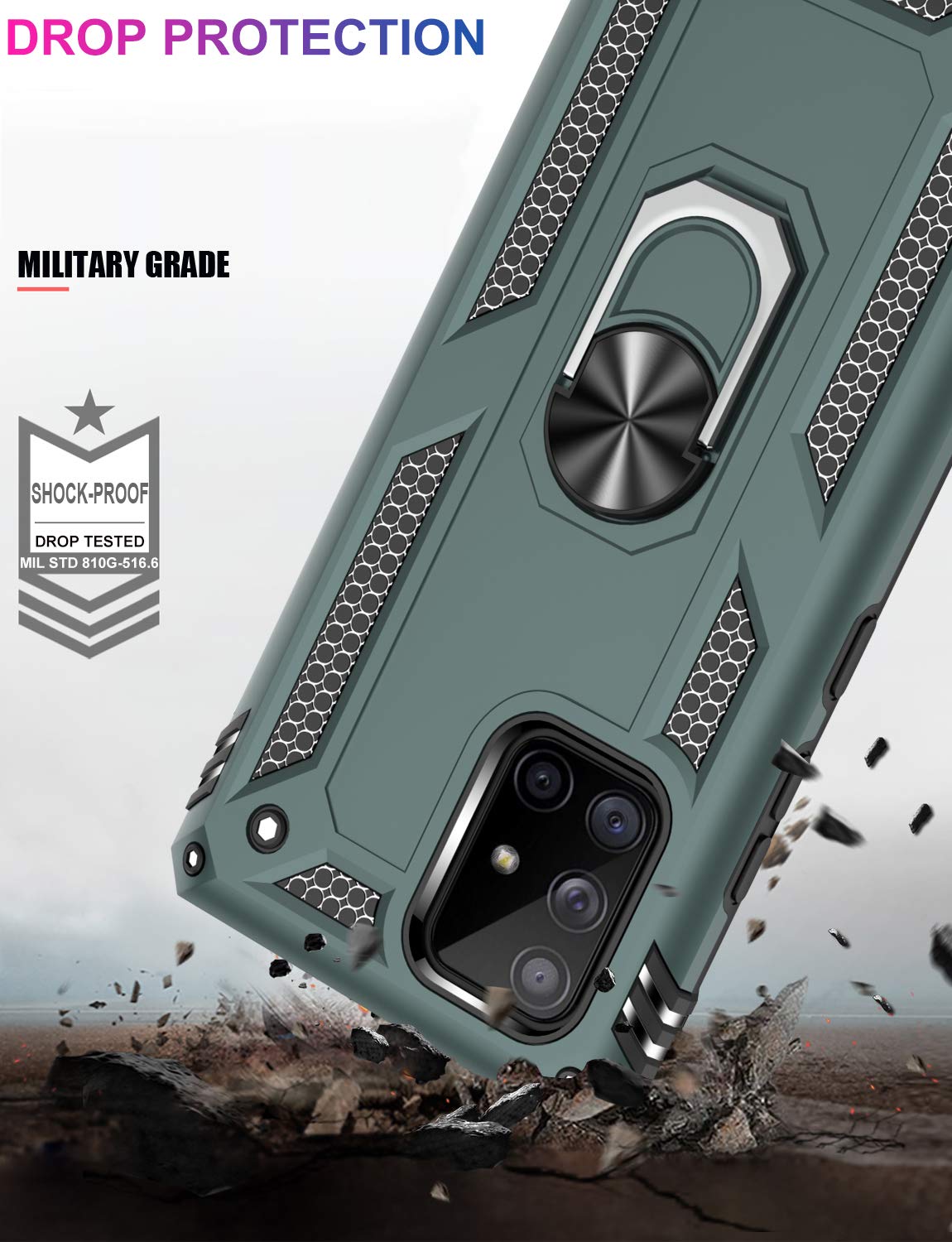 Lumarke For Galaxy A71 5G Case With Screen Protector,Pass 16Ft. Drop Tested Military Grade Protective Phone Cover With Magnetic