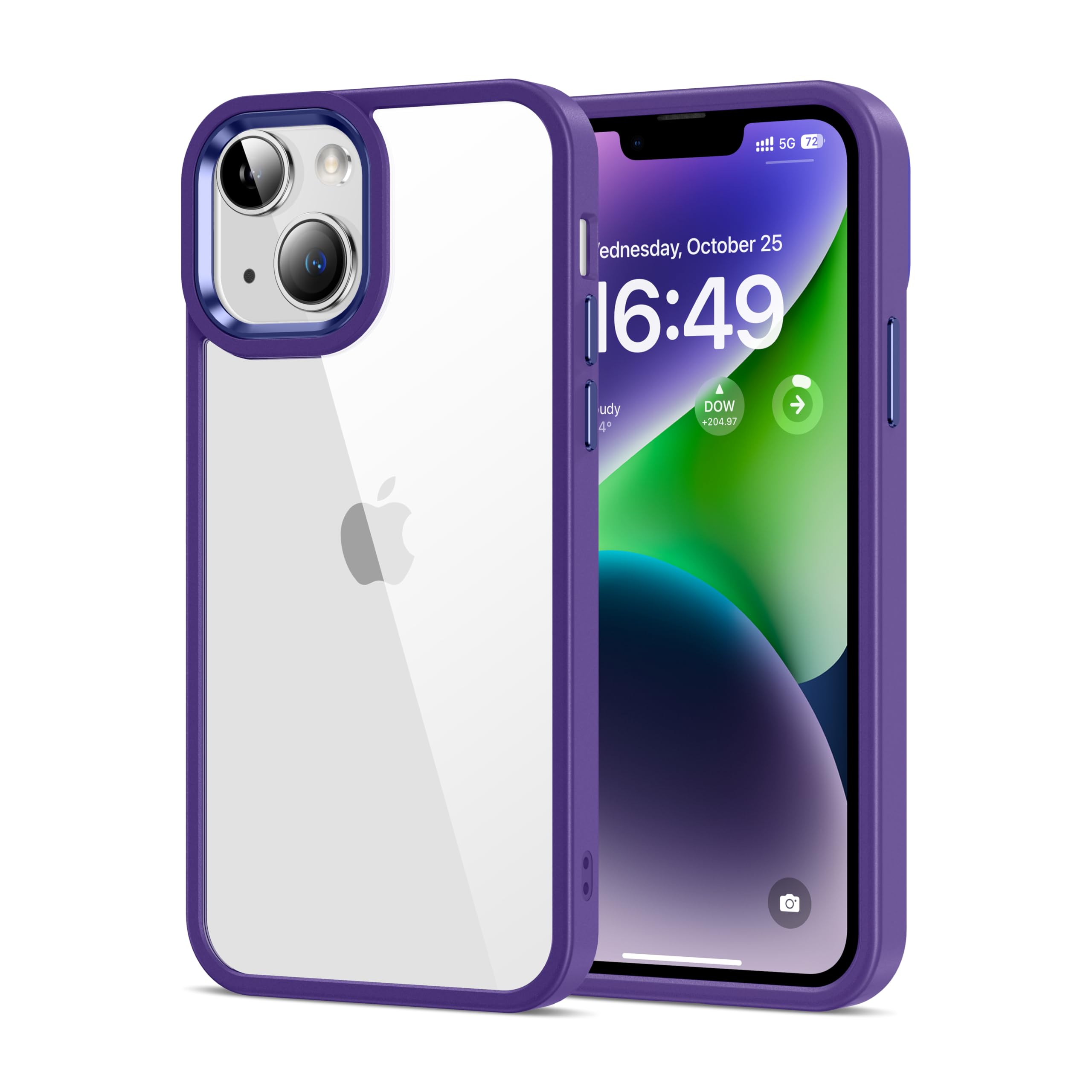 HOOMIL Case for iPhone 14 6.1-Inch, Non-Yellowing, Drop Protection, Anti-Scratch Transparent Hard Back Phone Cover - Dark Purple