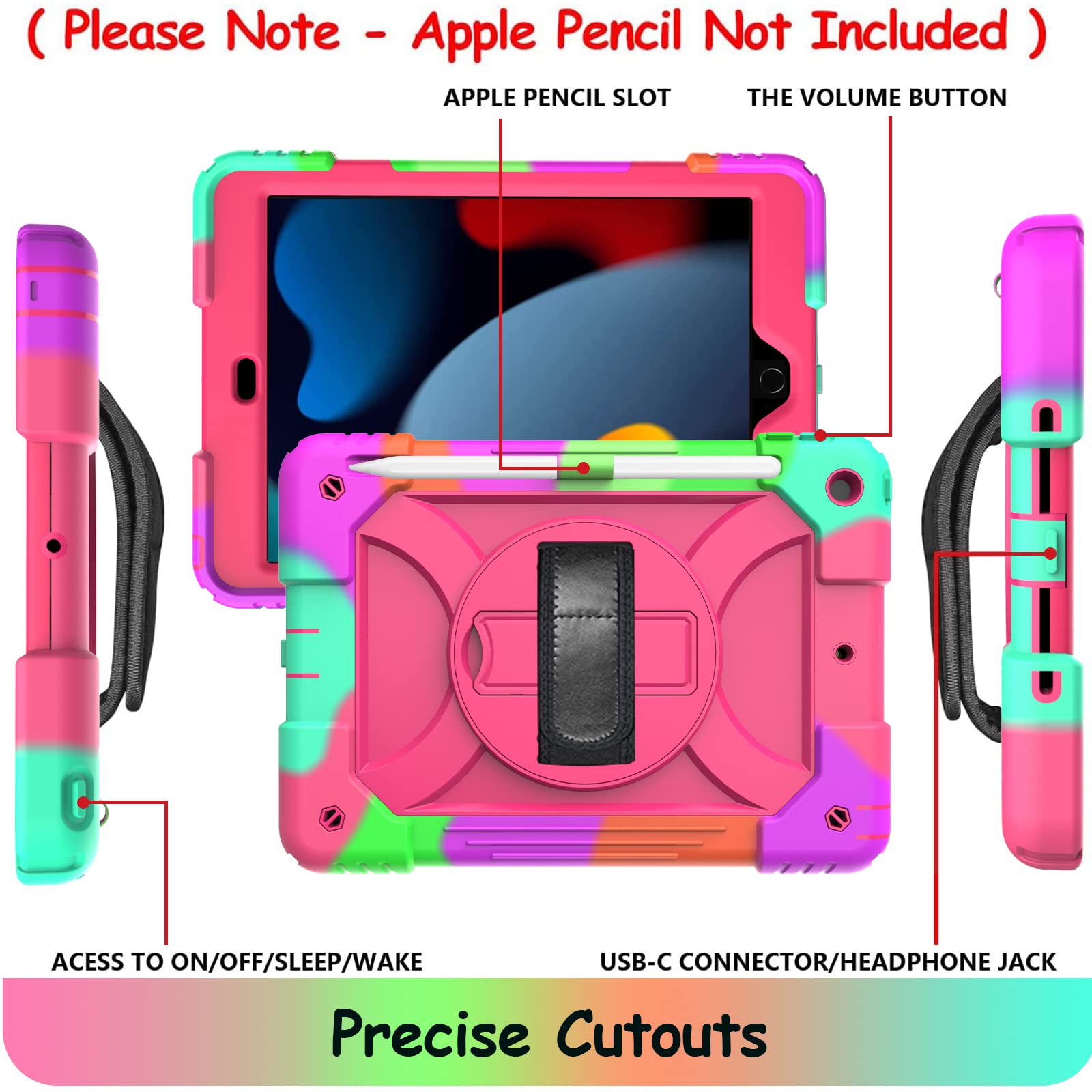 Ltrop Ipad 9Th Generation Case, Ipad 10.2 Case(2021/2020/2019), Ipad 8Th/7Th Generation Case [Swivel Stand][Shoulder/Hand Strap]