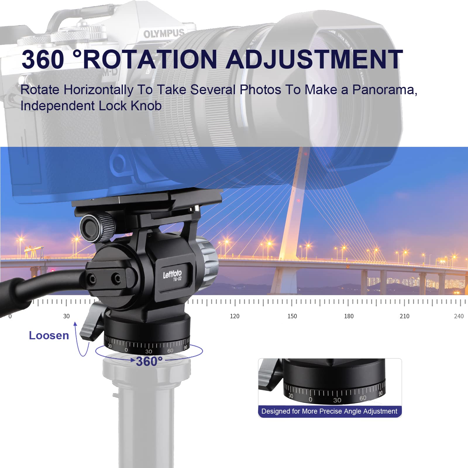 Leftfoto Mini Tripod Fluid Head Pan Tilt Head With Panoramic Ball Head And Arca Swiss Quick Release Plate,For Camera Tripod,Comp