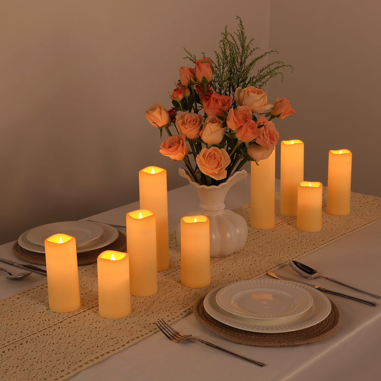 Credtarnos Flickering Flameless Candles With Remote, Waterproof Battery Operated Candles And Timer, Plastic Battery Candles For
