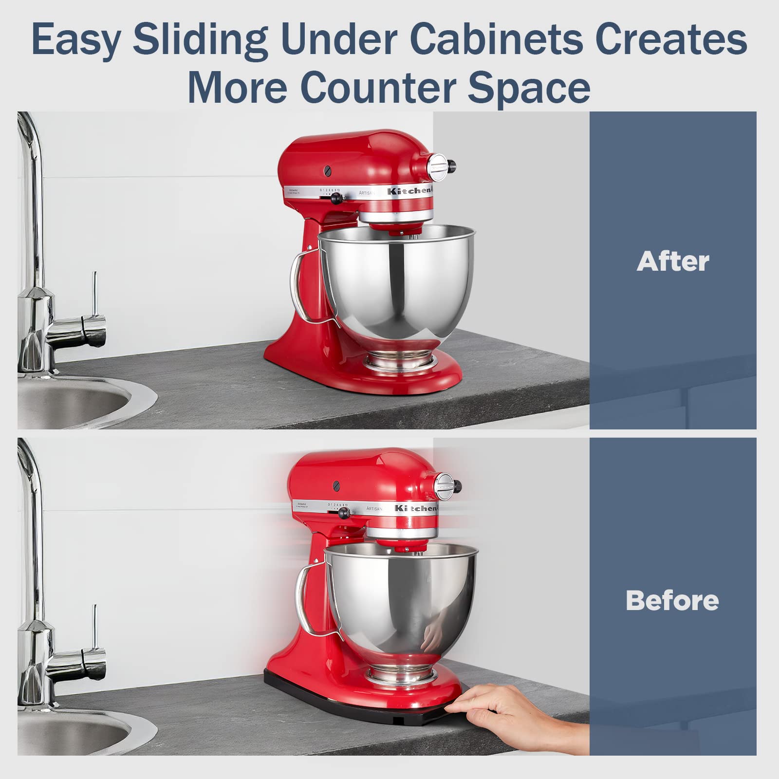 Mixer Sliding Tray For Kitchenaid 4.5 5 Qt Tilt Head Stand Mixer   Metal Rolling Tray Kitchen Countertop Appliance Slider Storag