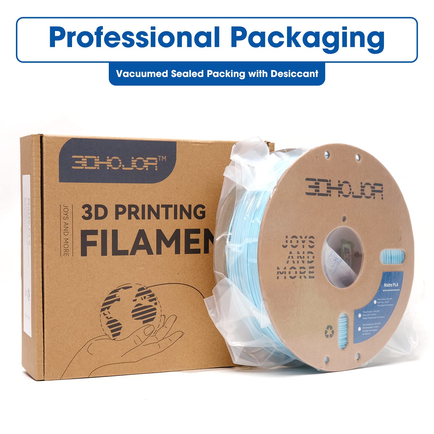 3Dhojor Matte Pla Filament 1.75Mm Light Blue, Pla 3D Printer Filament, 1Kg Spool (2.2Lbs) Pla Filament, Fit Most Fdm 3D Printer